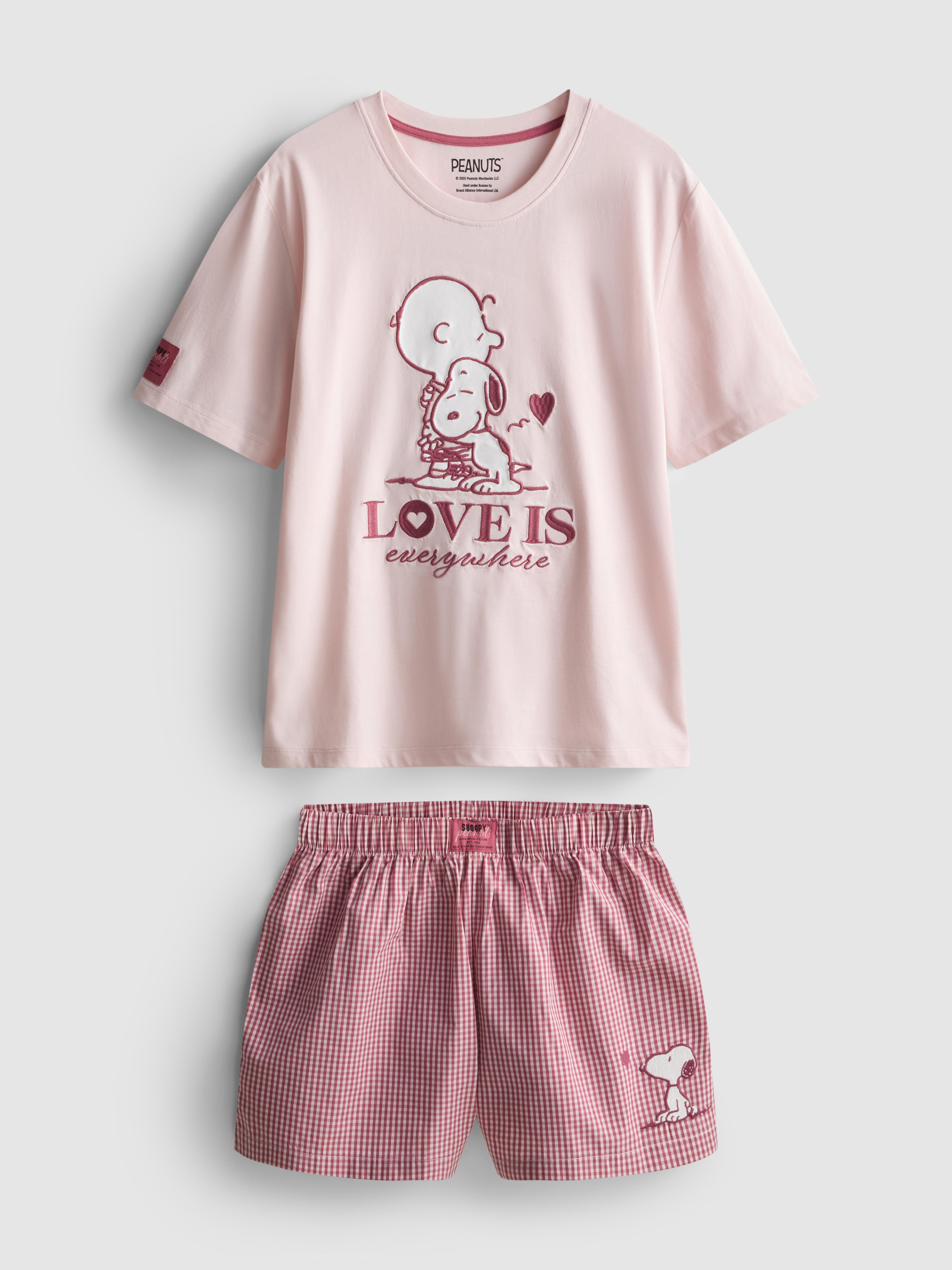 Women's Pink Snoopy Cotton Shorty Pajamas