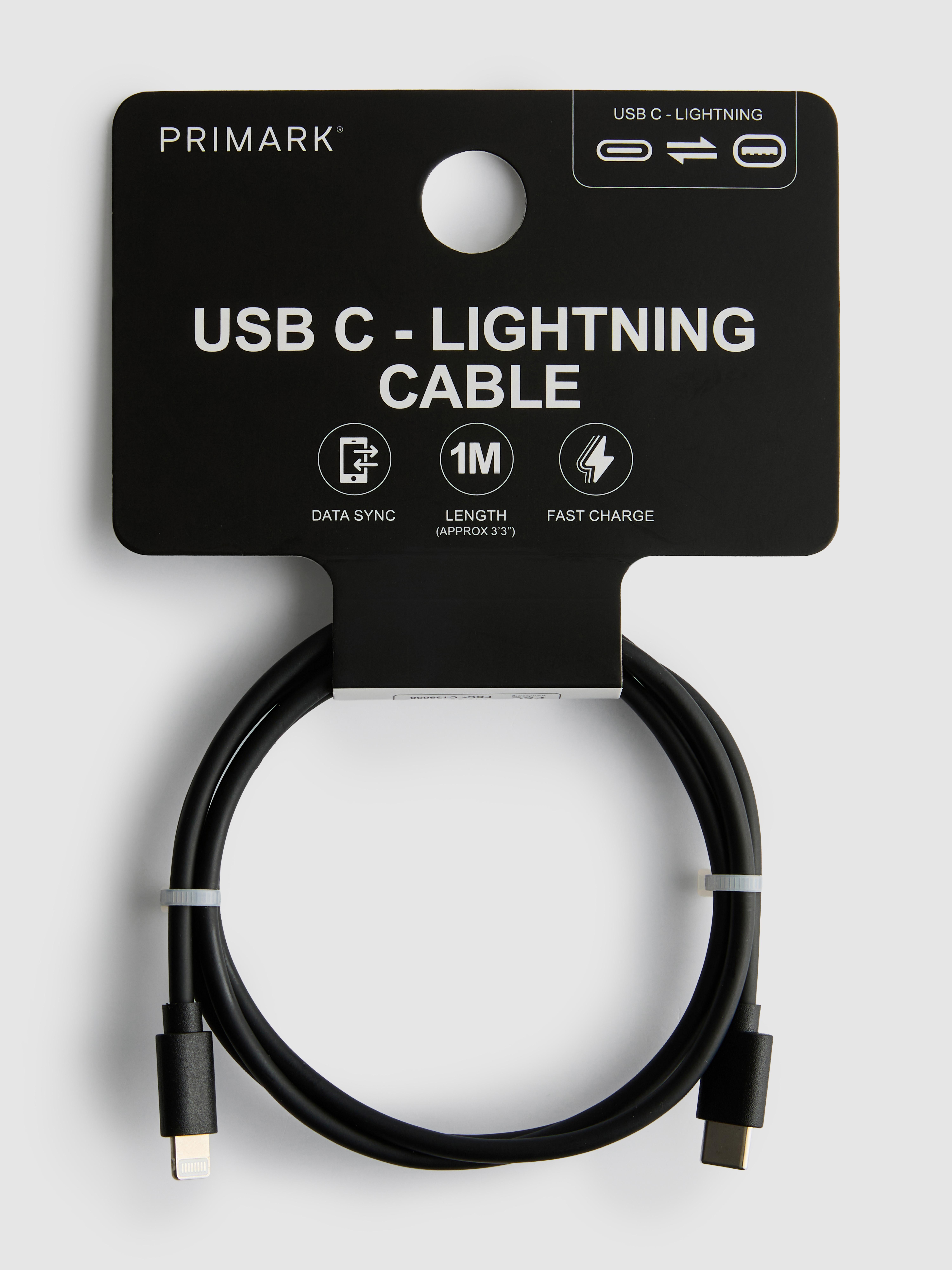 Kabel z końcówkami Lightning i USB-C, 1 m