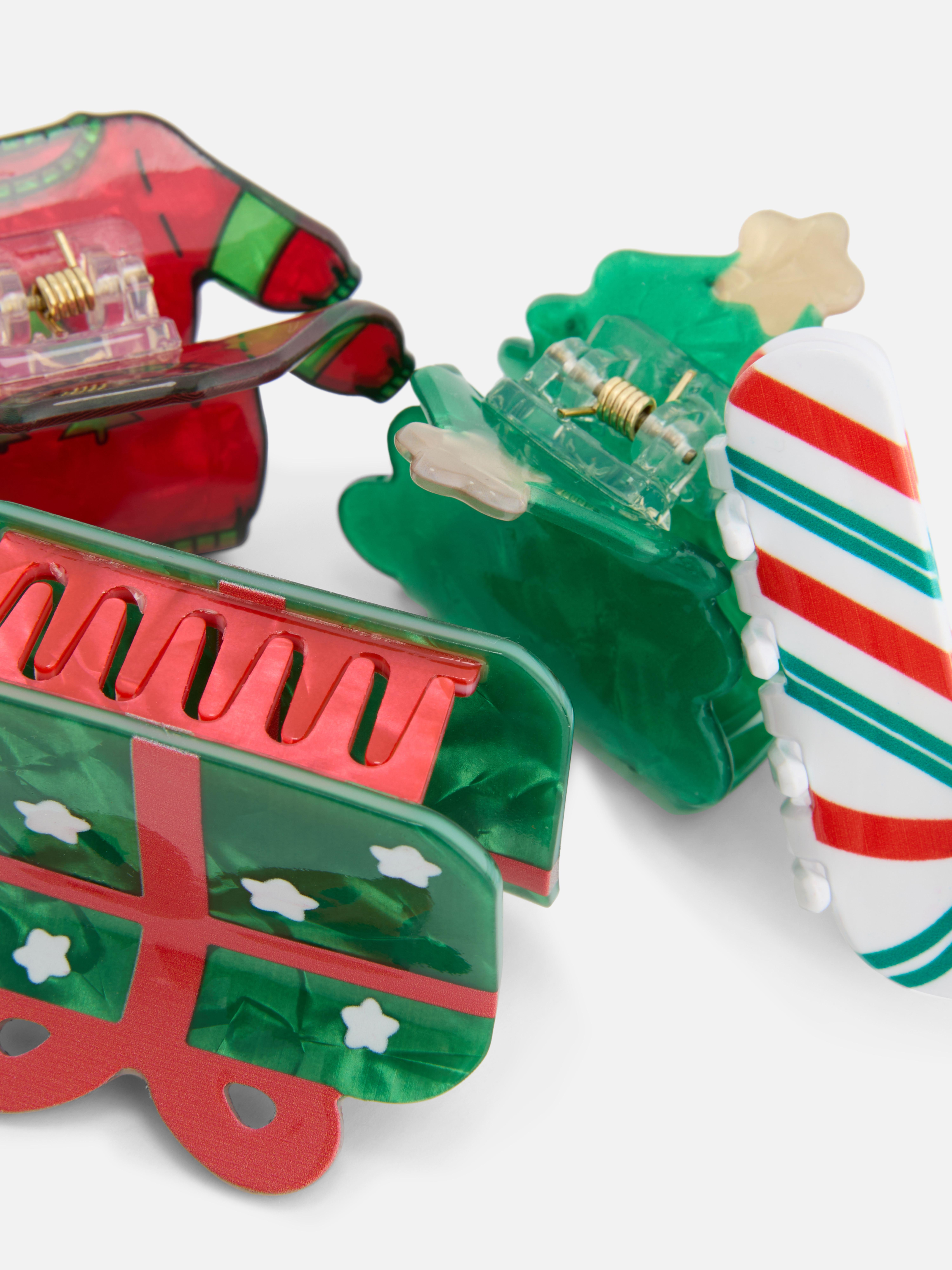 4pk Christmas Bulldog Hair Clips