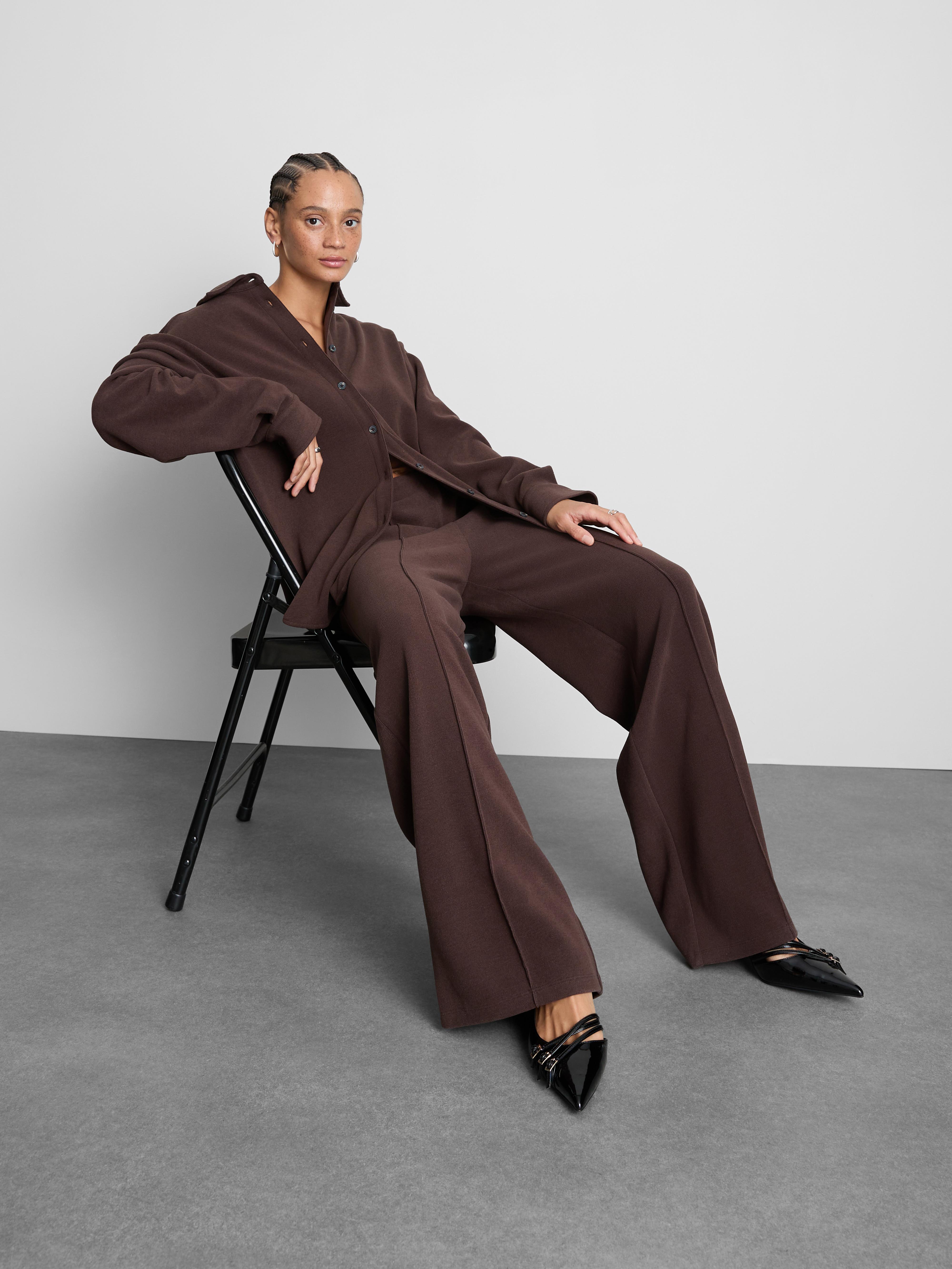 Jersey broek met gepaspelde naad