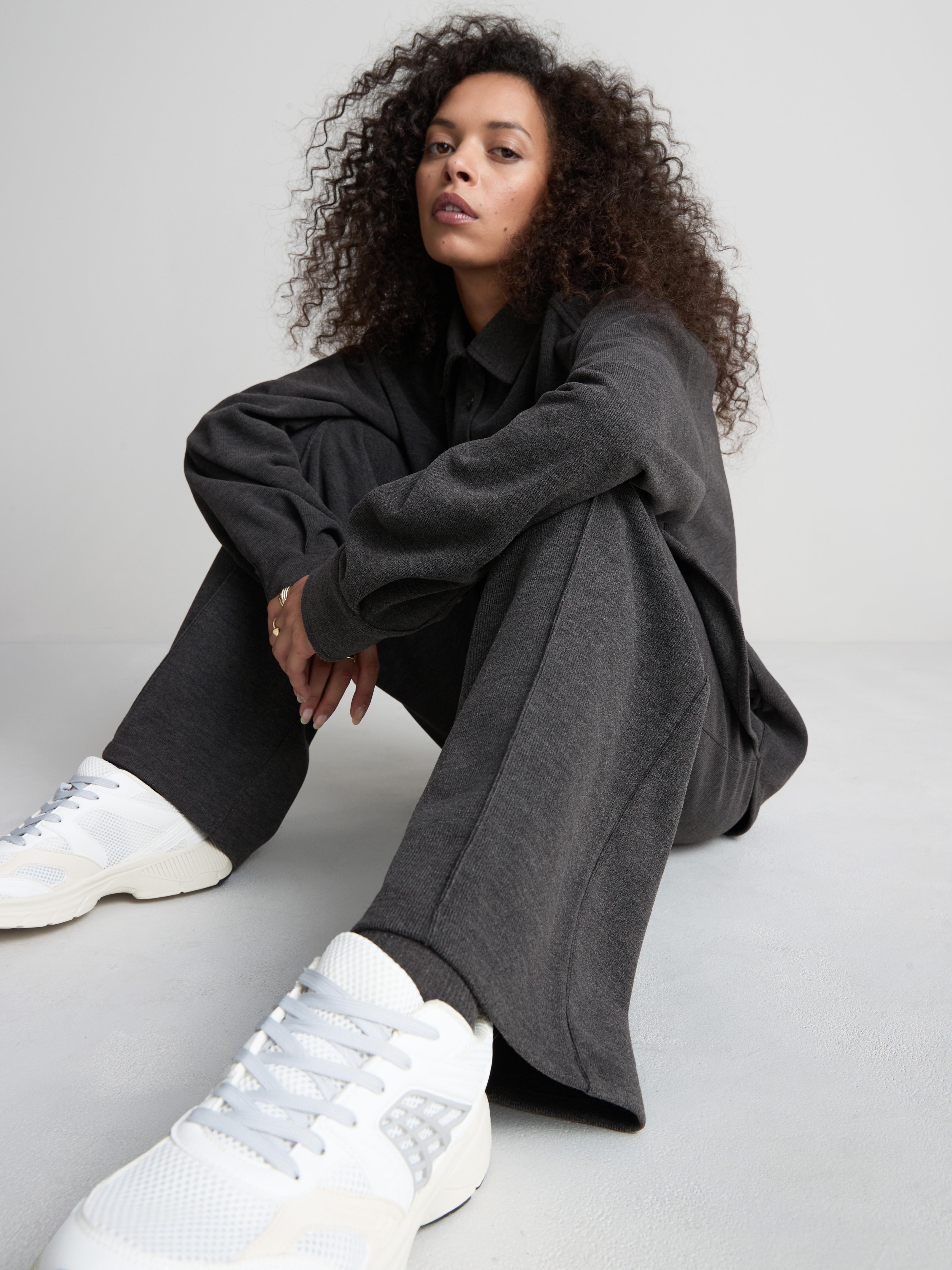 Jersey broek met gepaspelde naad