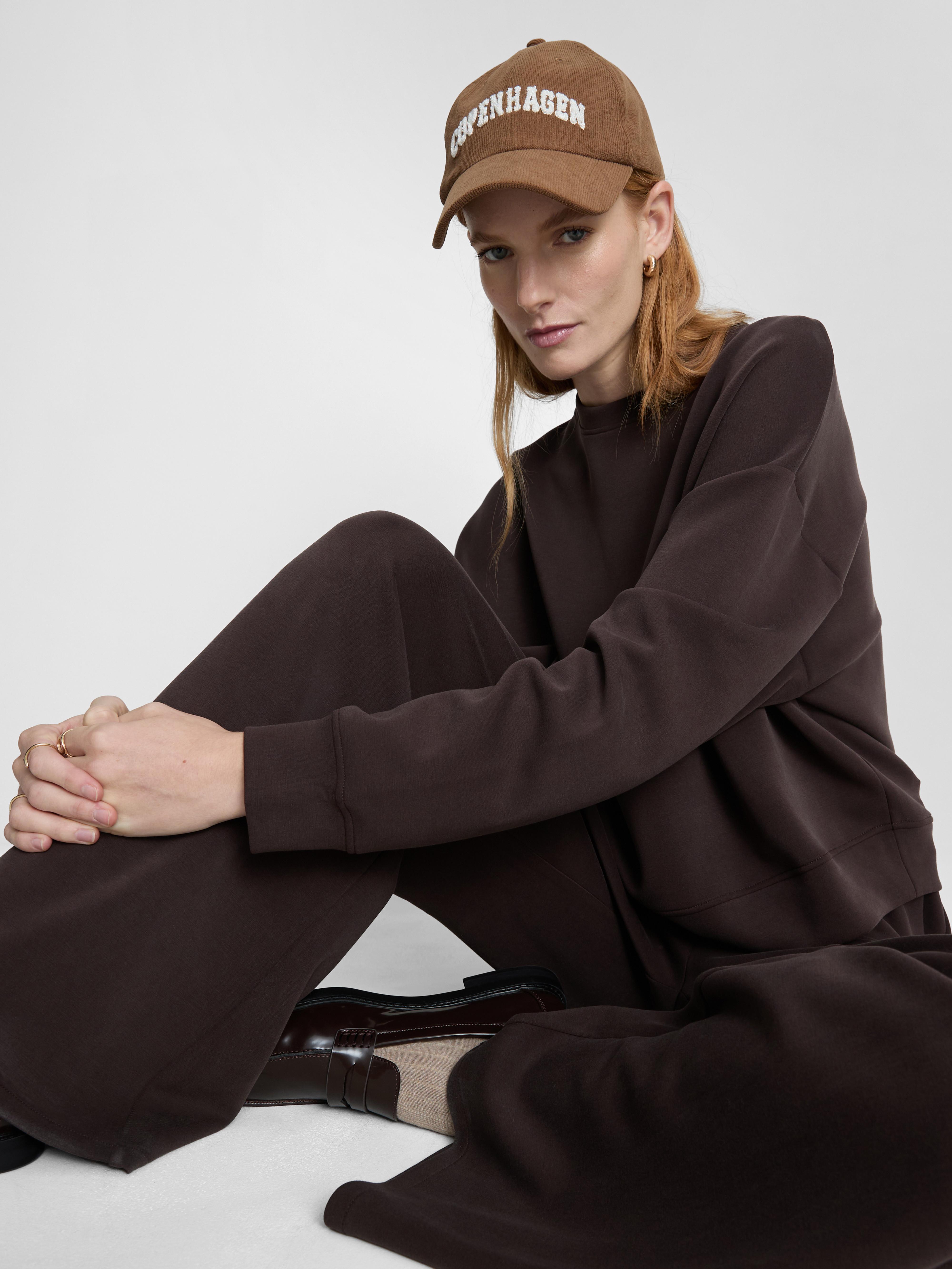 Bluza z materiału cupro z okrągłym dekoltem