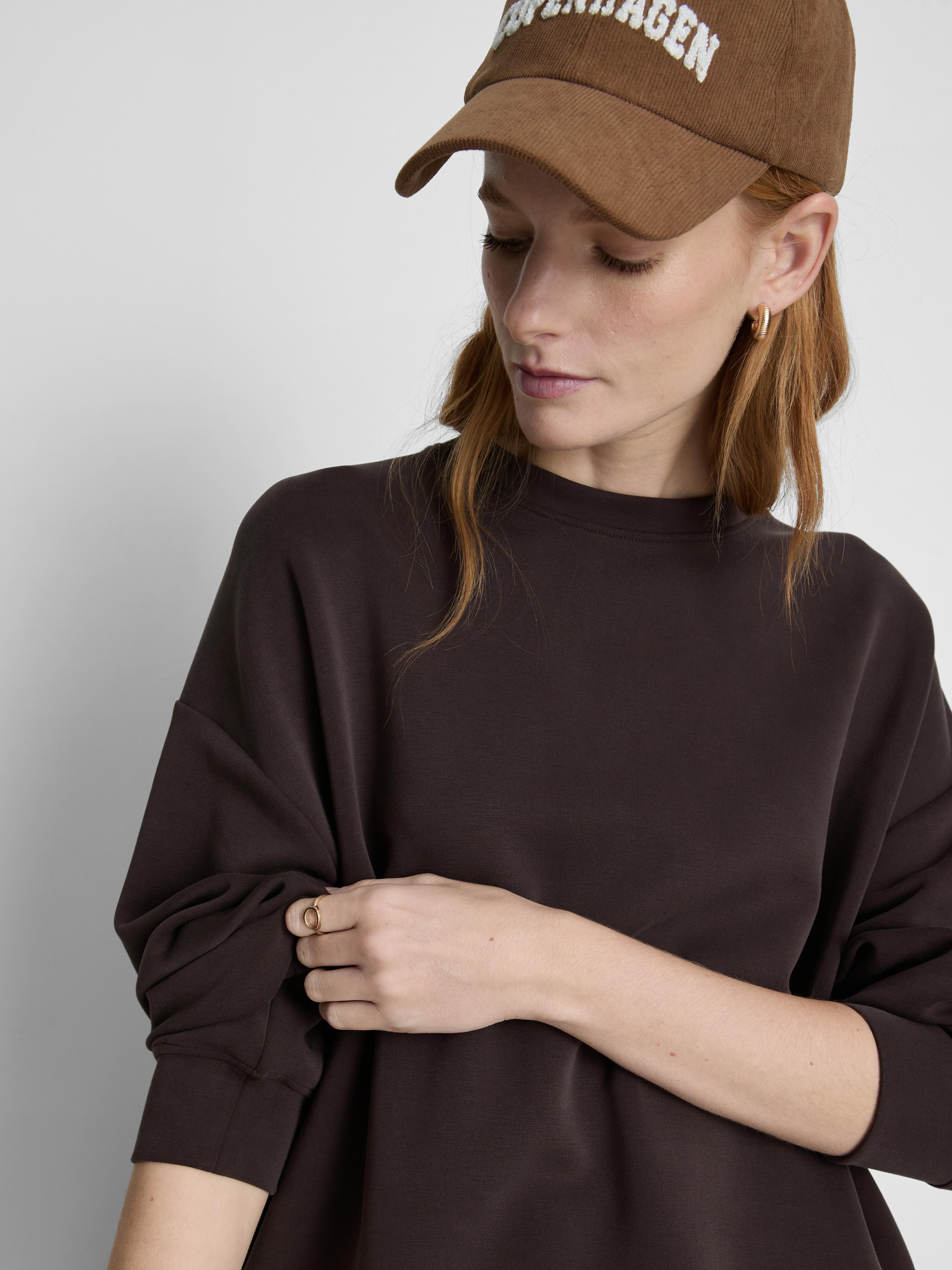 Bluza z materiału cupro z okrągłym dekoltem