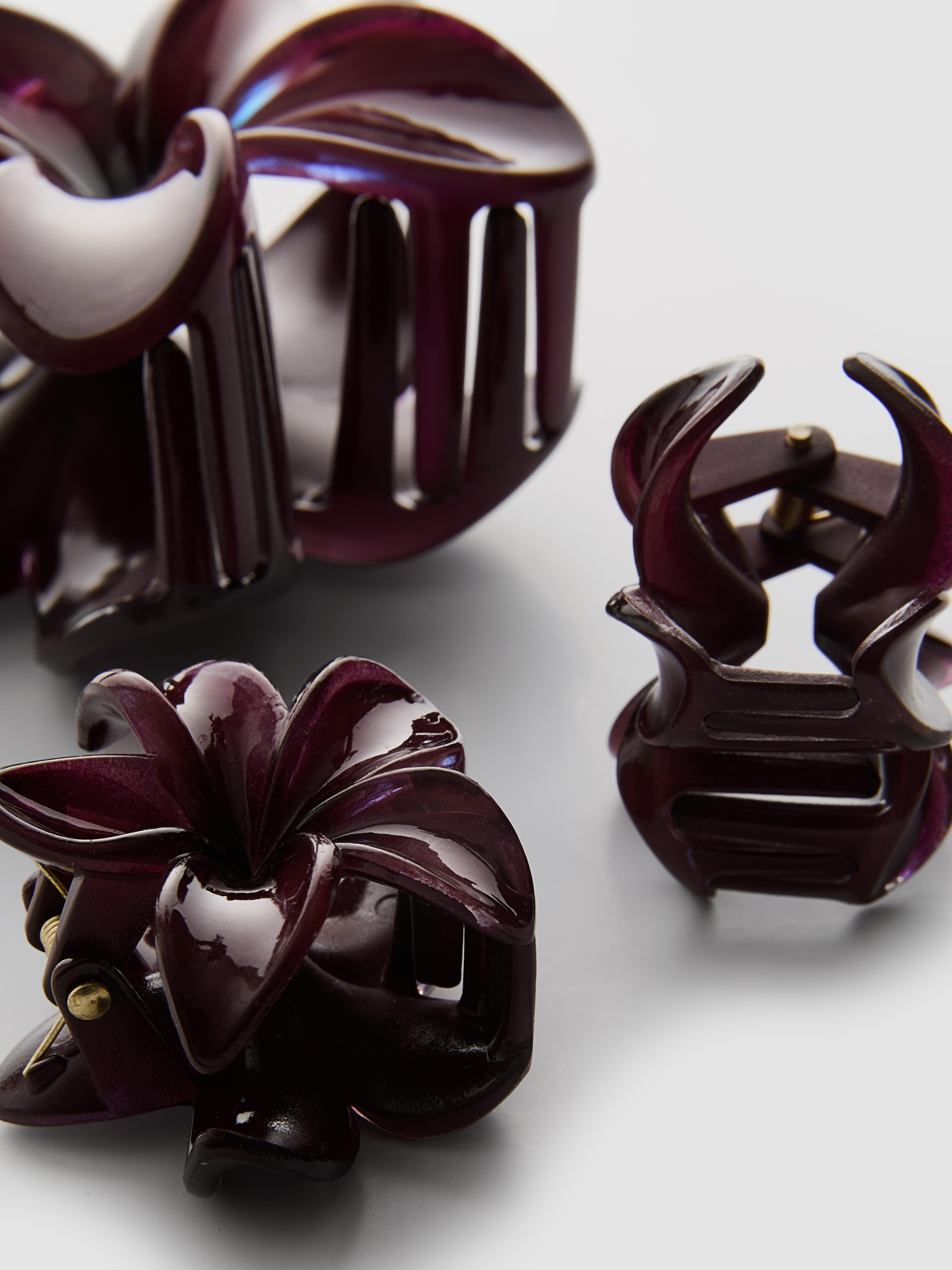 3pk Orchid Flower Claw Clips