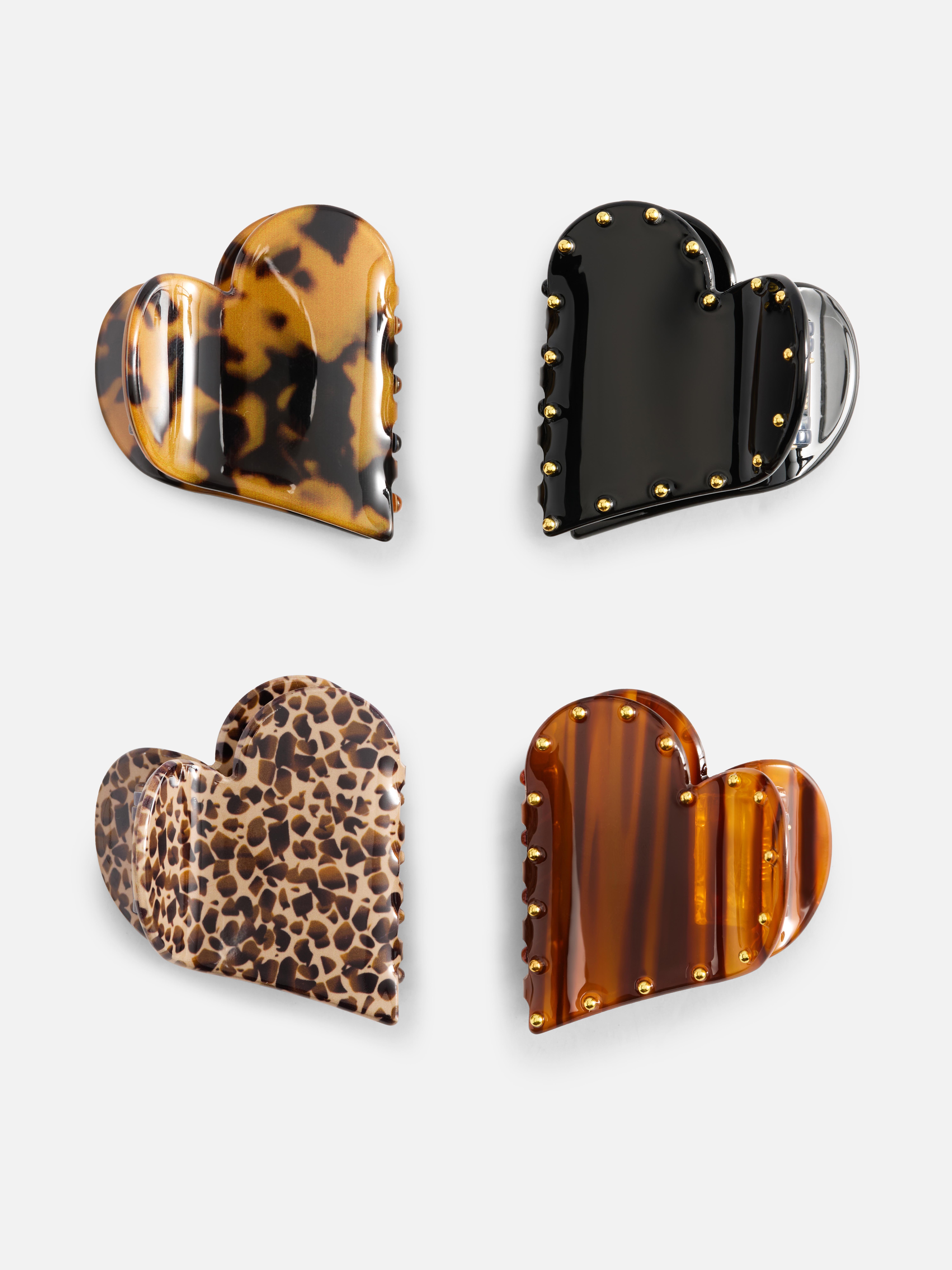 Pack 4 molas cabelo coração tachas