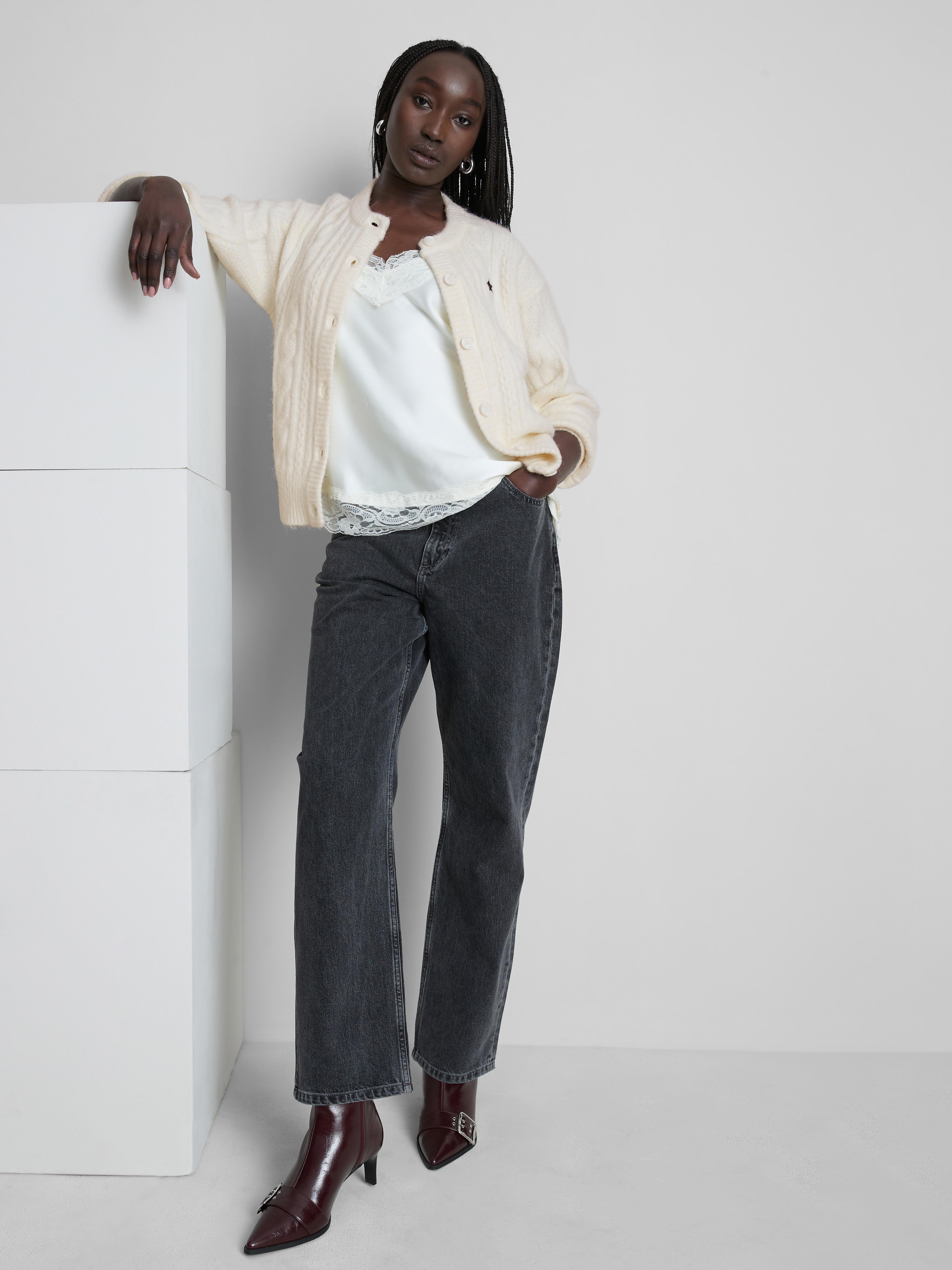 Cardigan in maglia a trecce con stella