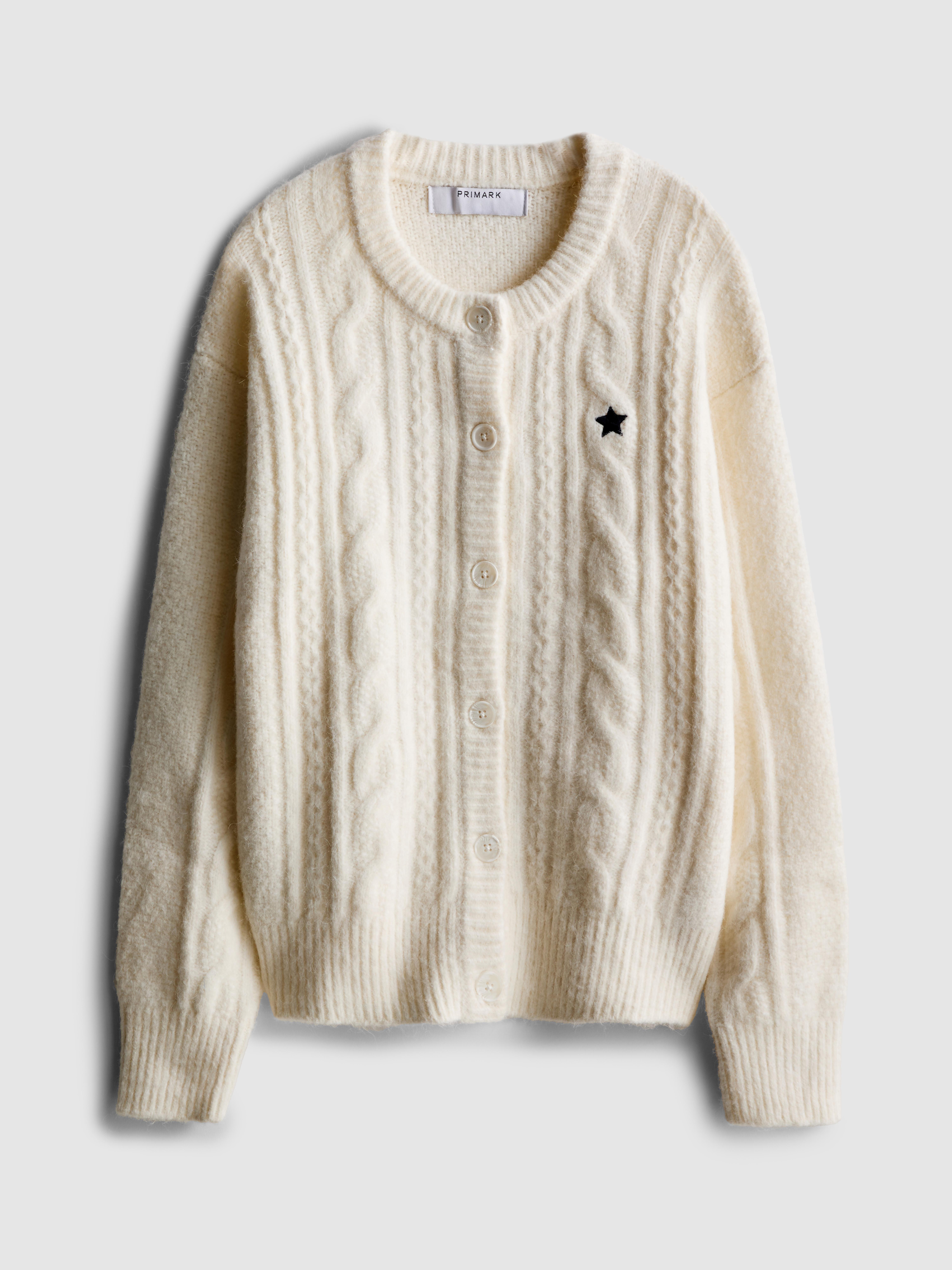 Cardigan in maglia a trecce con stella