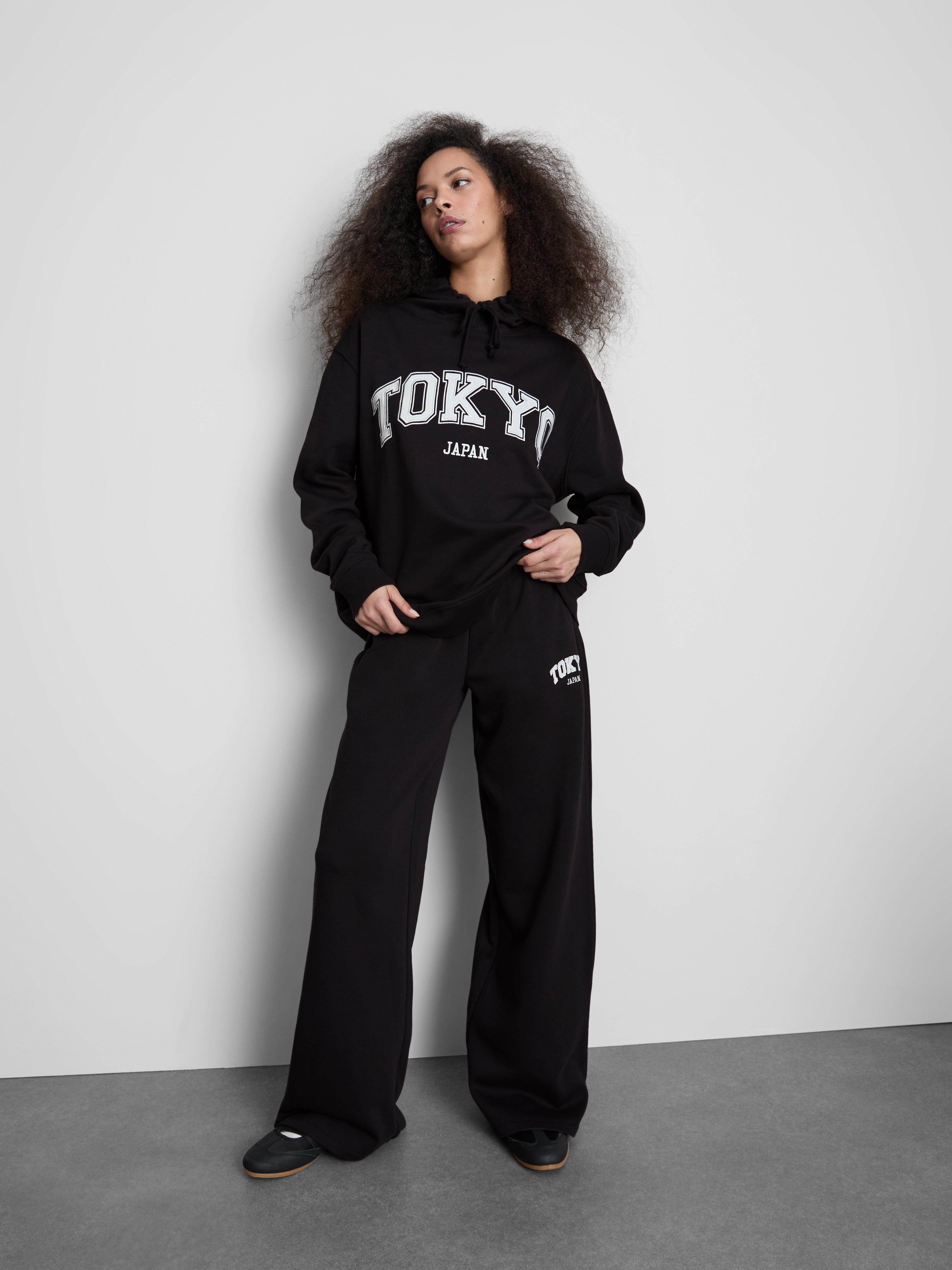 Women's Black Oversized Cotton Rich Tokyo Hoodie