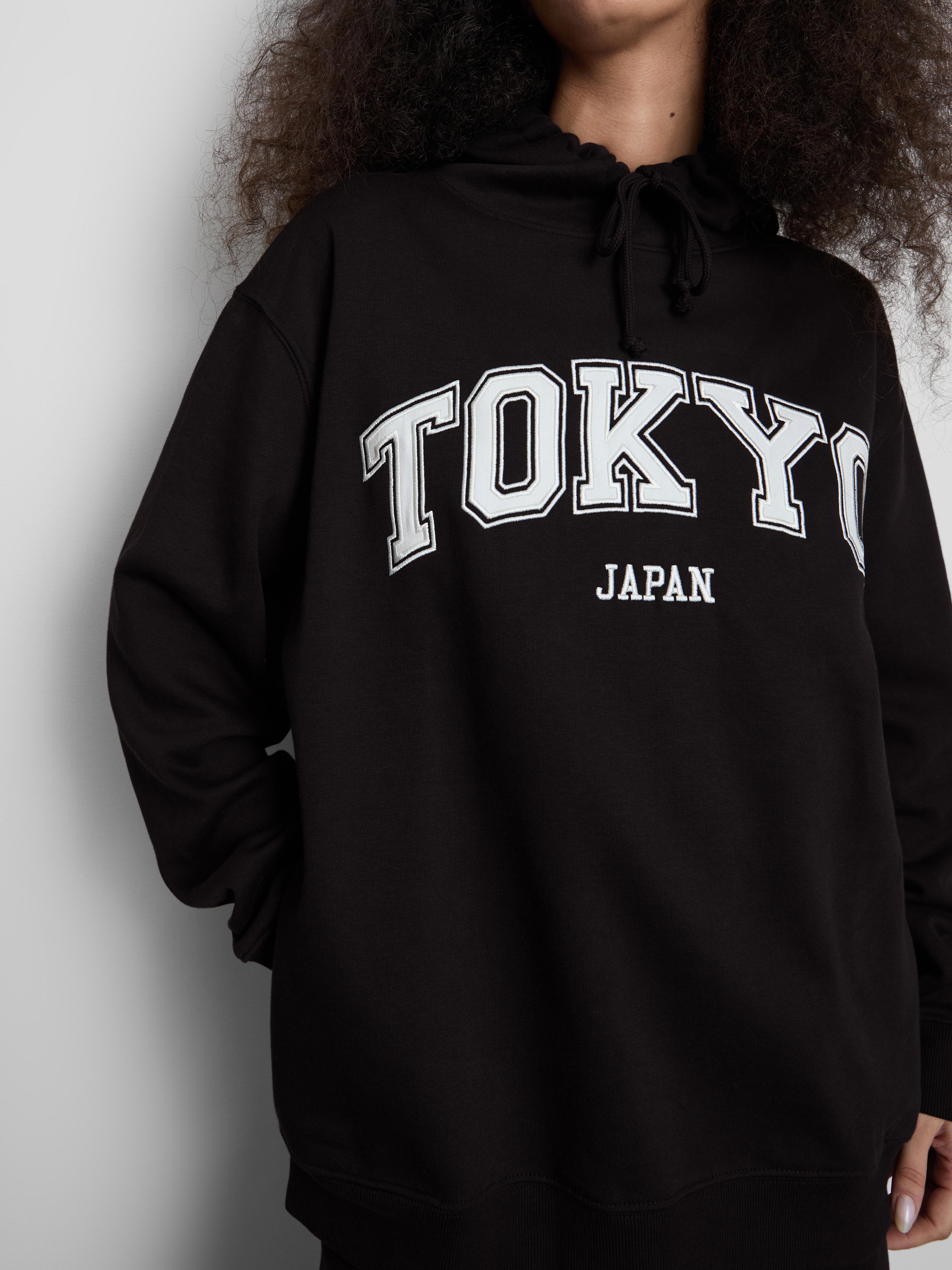 Women's Black Oversized Cotton Rich Tokyo Hoodie