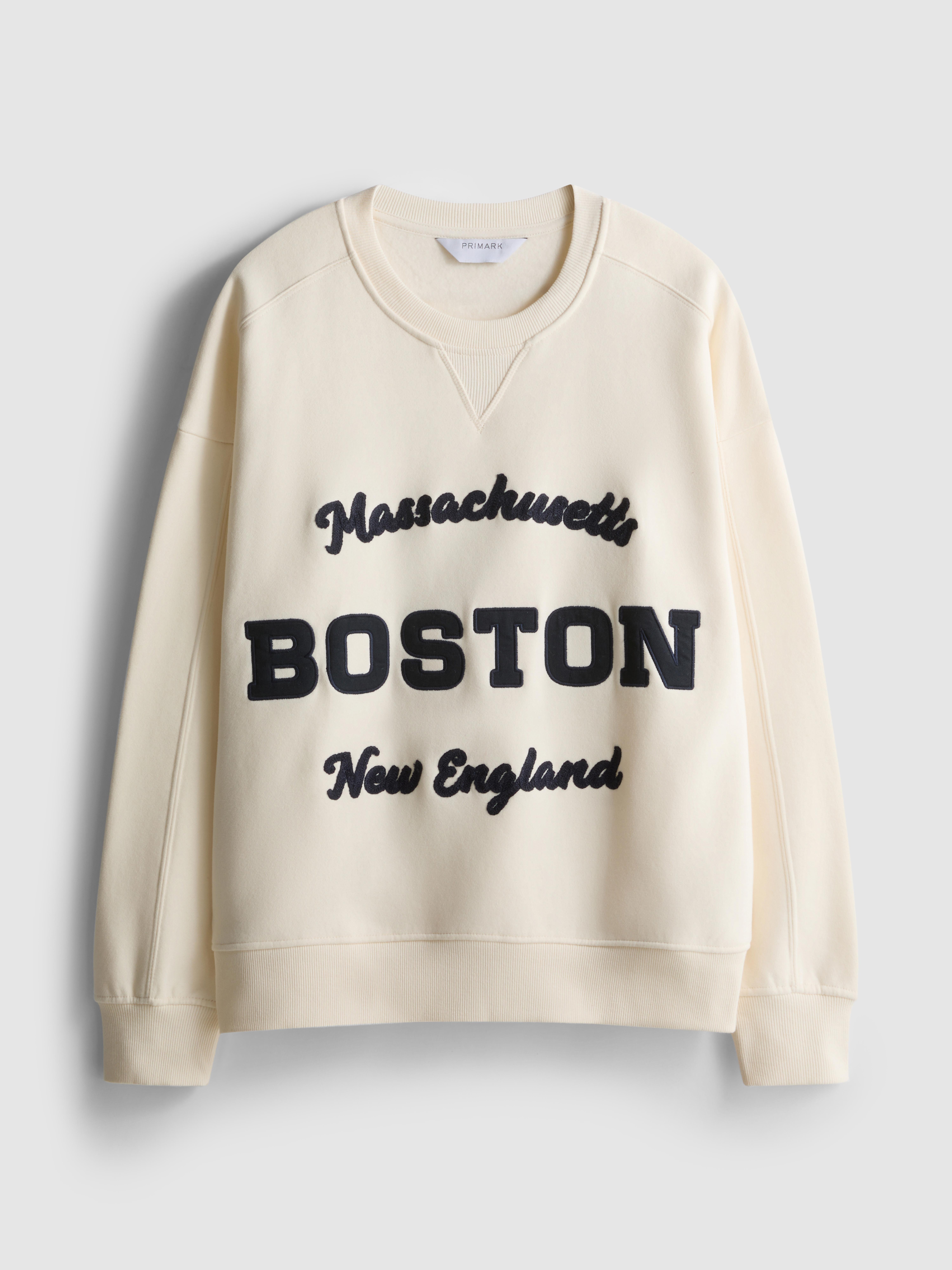 Women's Ivory Oversized Cotton Rich Boston Sweatshirt