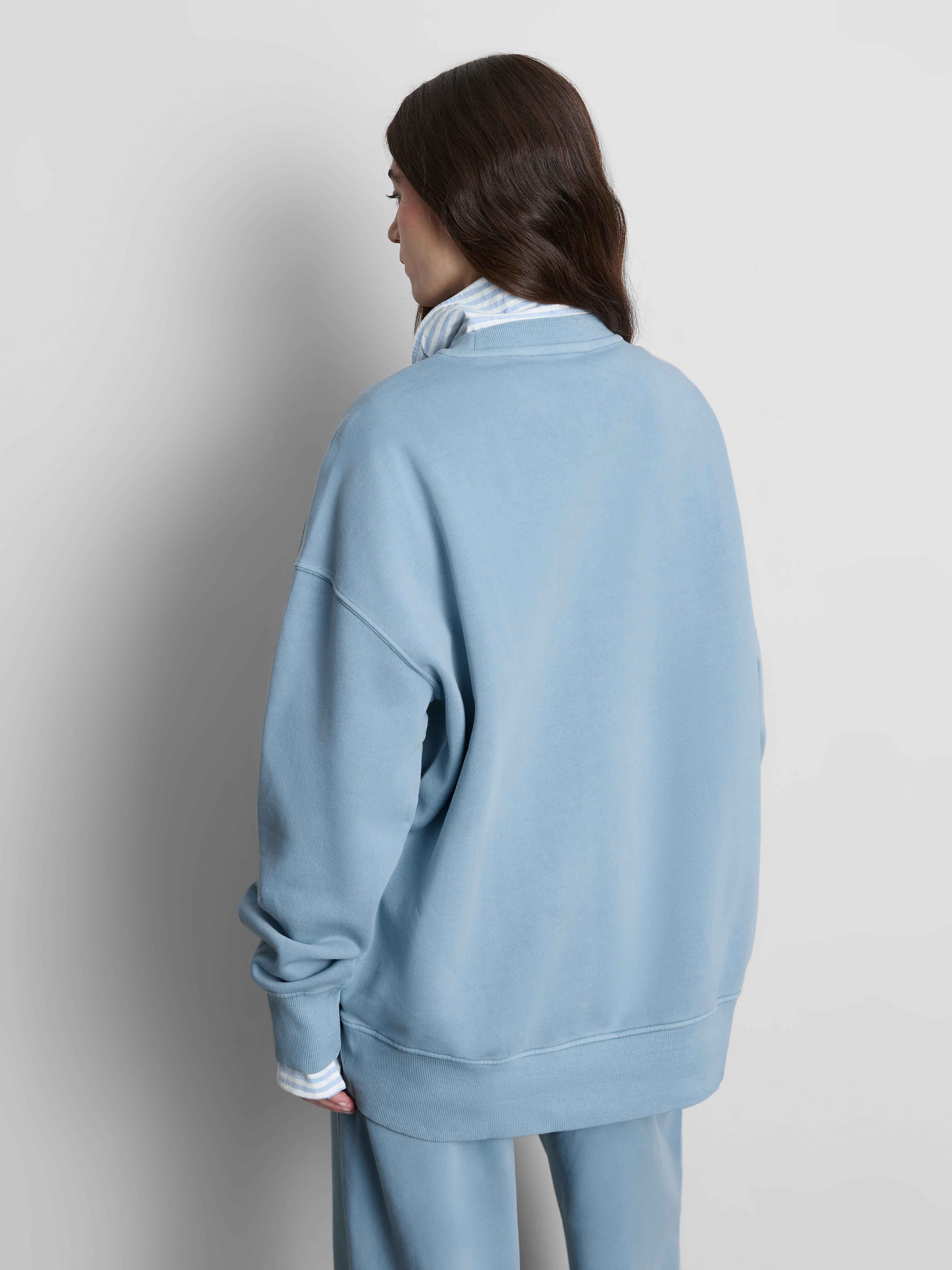 Women's Blue Oversized Drop-Shoulder Sweatshirt