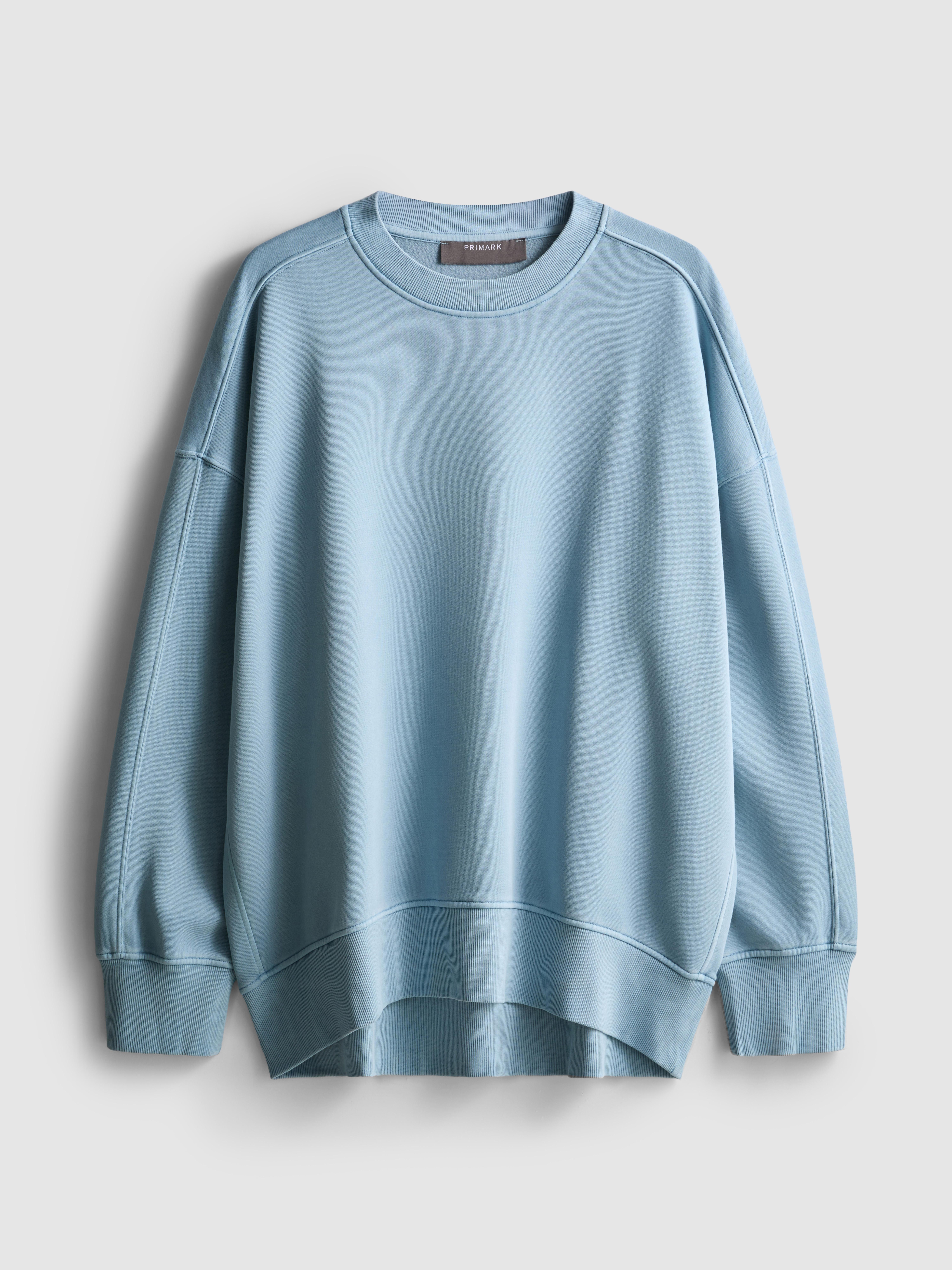 Women's Blue Oversized Drop-Shoulder Sweatshirt