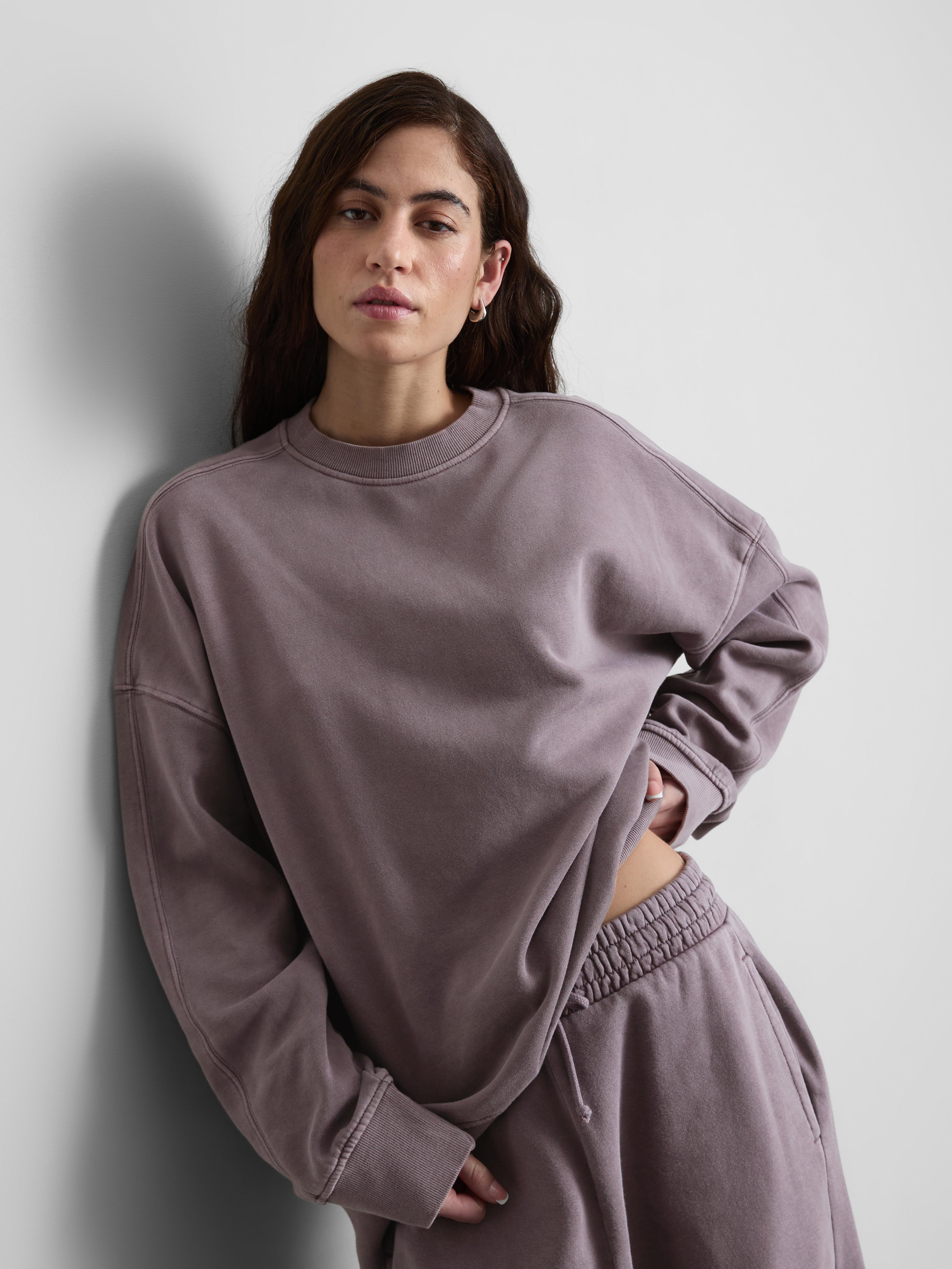 Women's Dark Purple Oversized Drop-Shoulder Sweatshirt