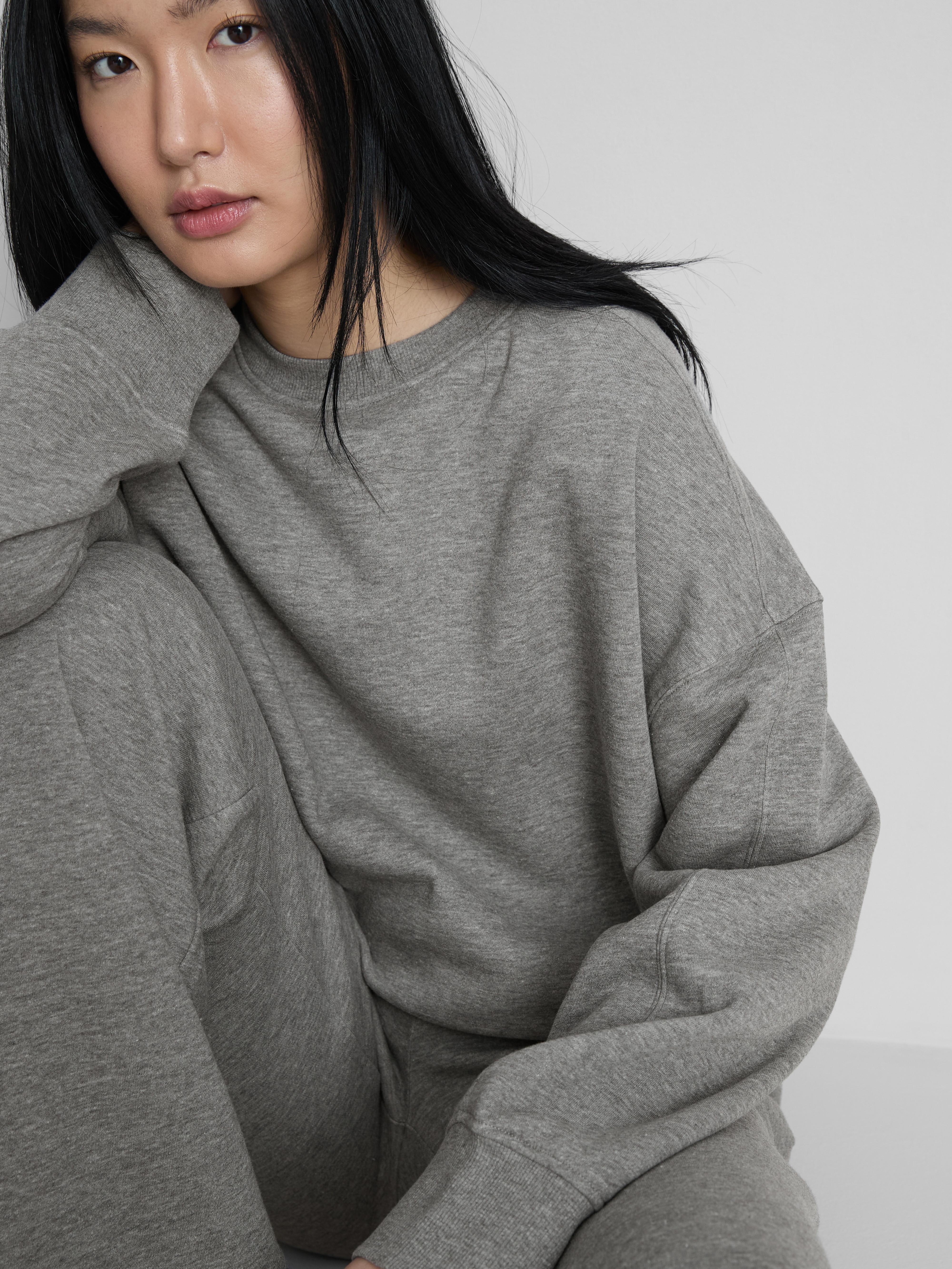 Women's Dark Gray Oversized Drop-Shoulder Sweatshirt