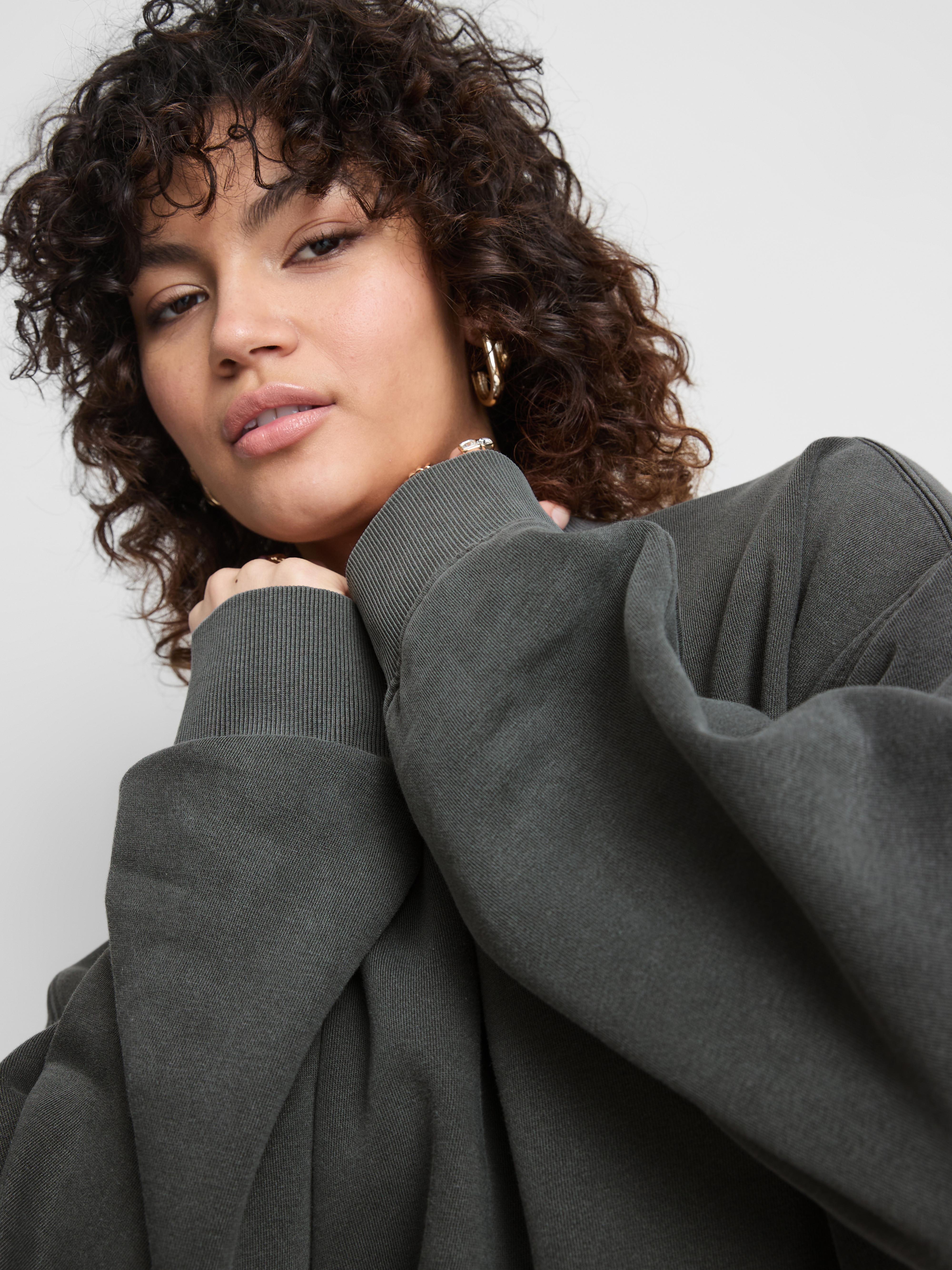 Women's Charcoal Oversized Drop-Shoulder Sweatshirt