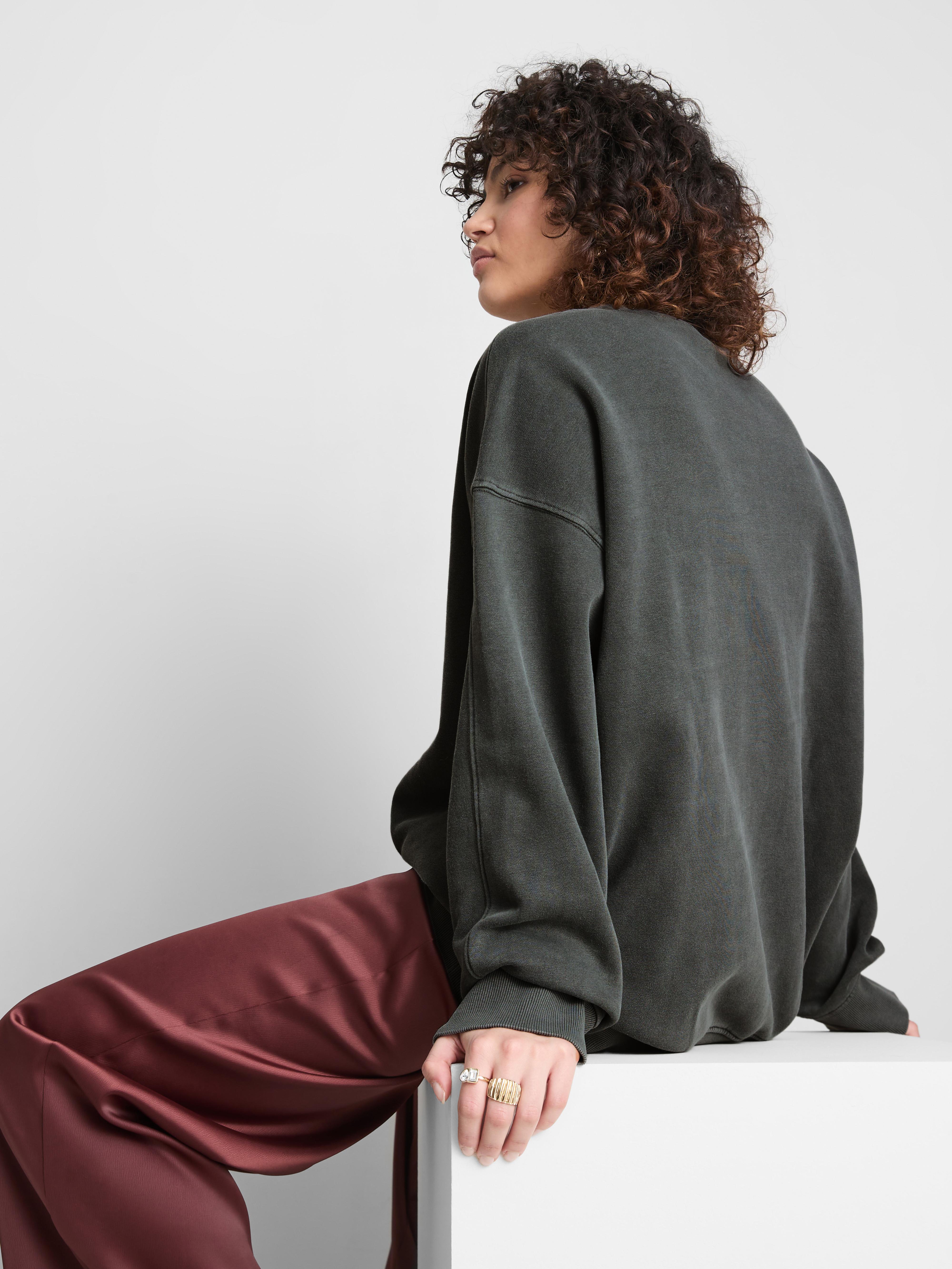 Women's Charcoal Oversized Drop-Shoulder Sweatshirt
