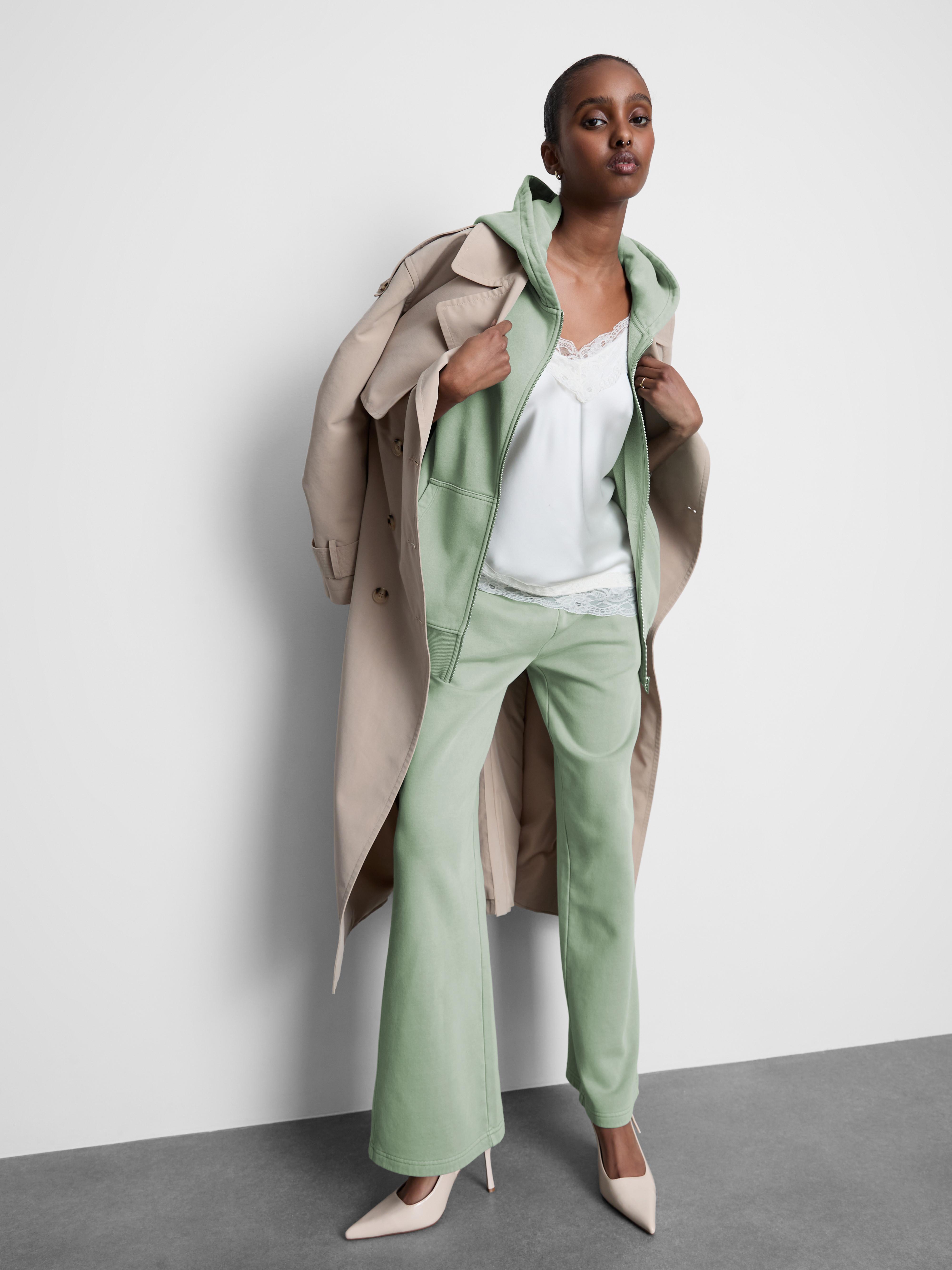 Women's Green Cotton Rich Zip Through Hoodie