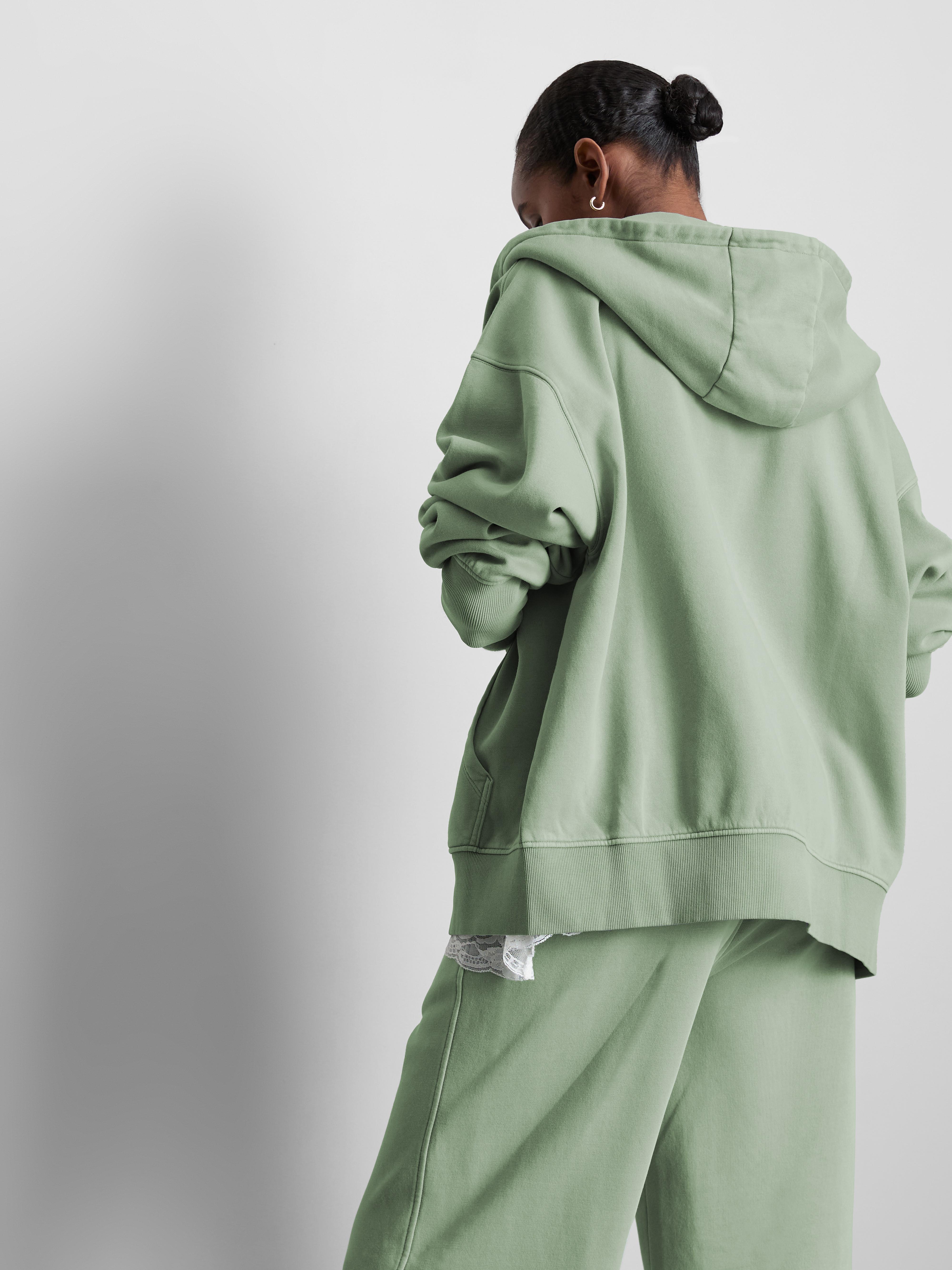 Women's Green Cotton Rich Zip Through Hoodie