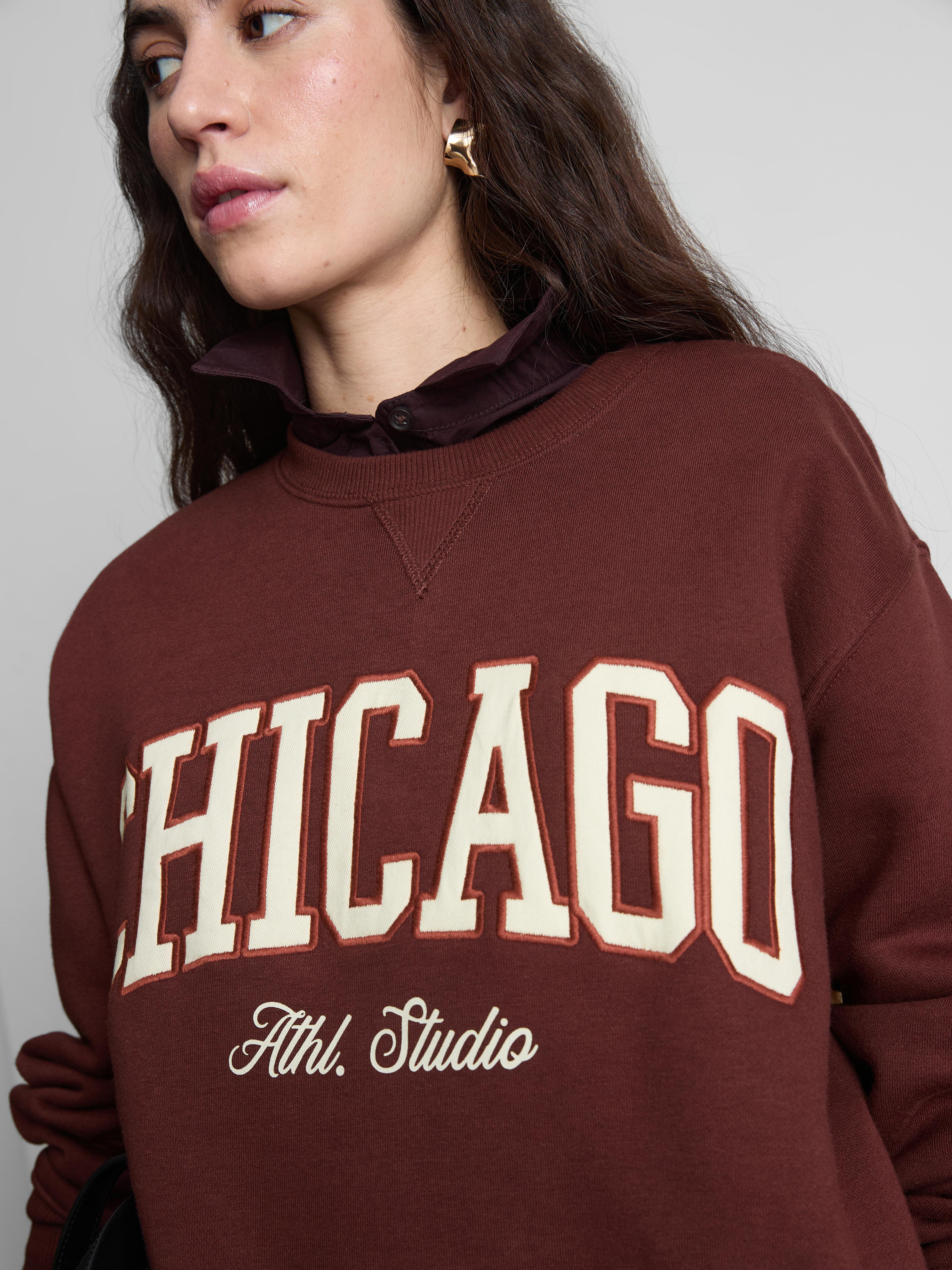 Women's Burgundy Cotton Blend Colleigiate Sweatshirt