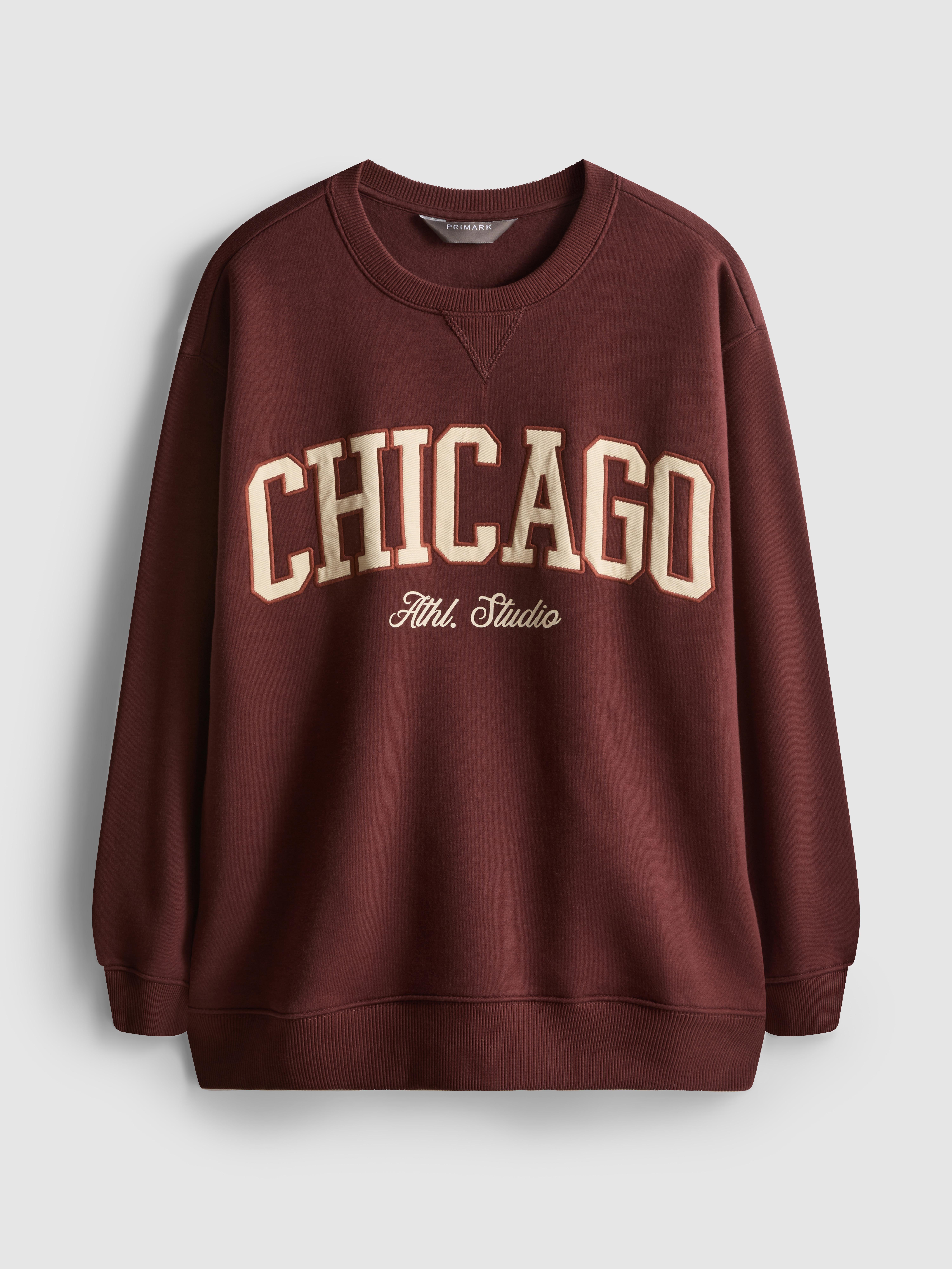 Women's Burgundy Cotton Blend Colleigiate Sweatshirt
