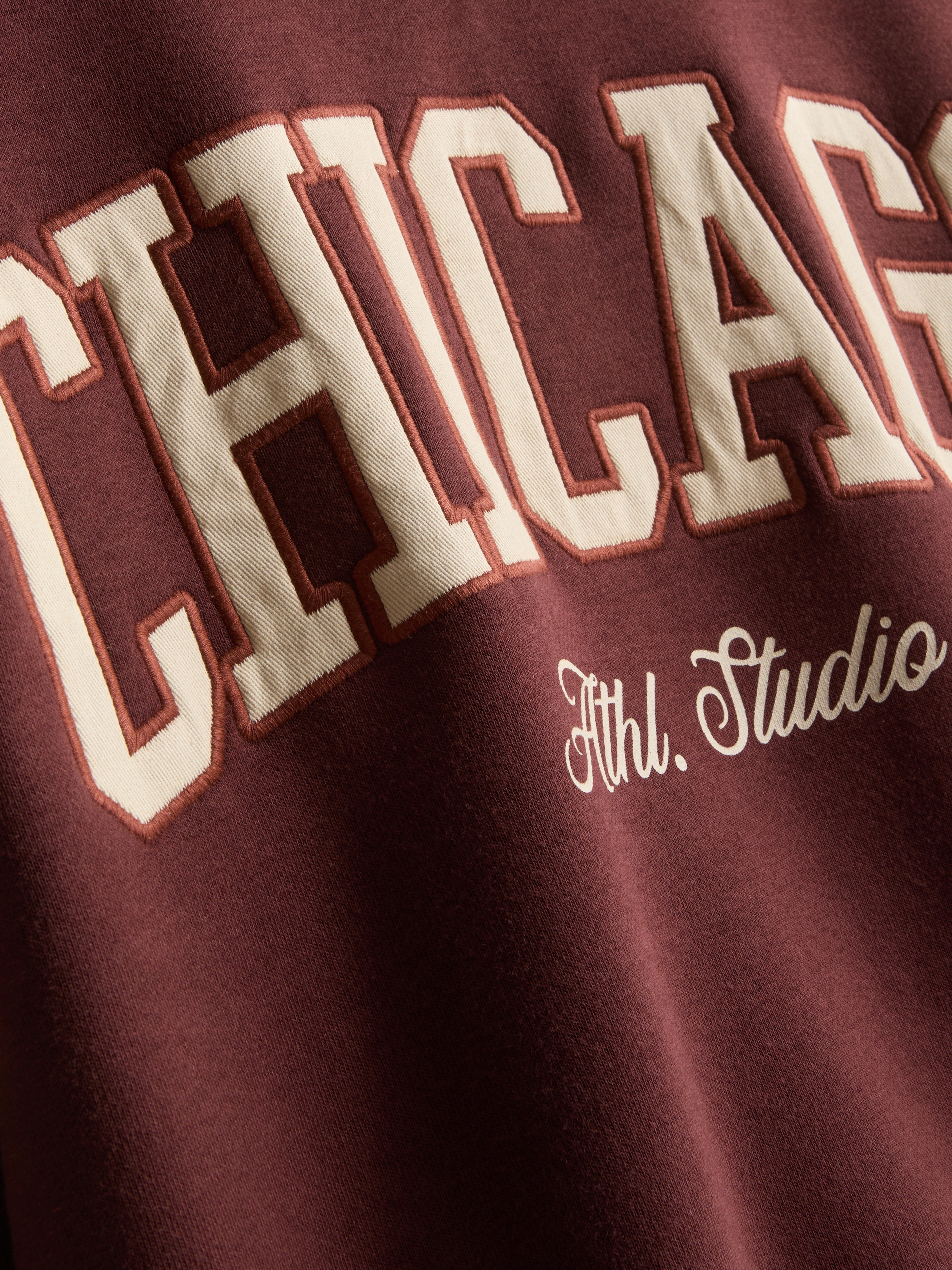 Women's Burgundy Cotton Blend Colleigiate Sweatshirt