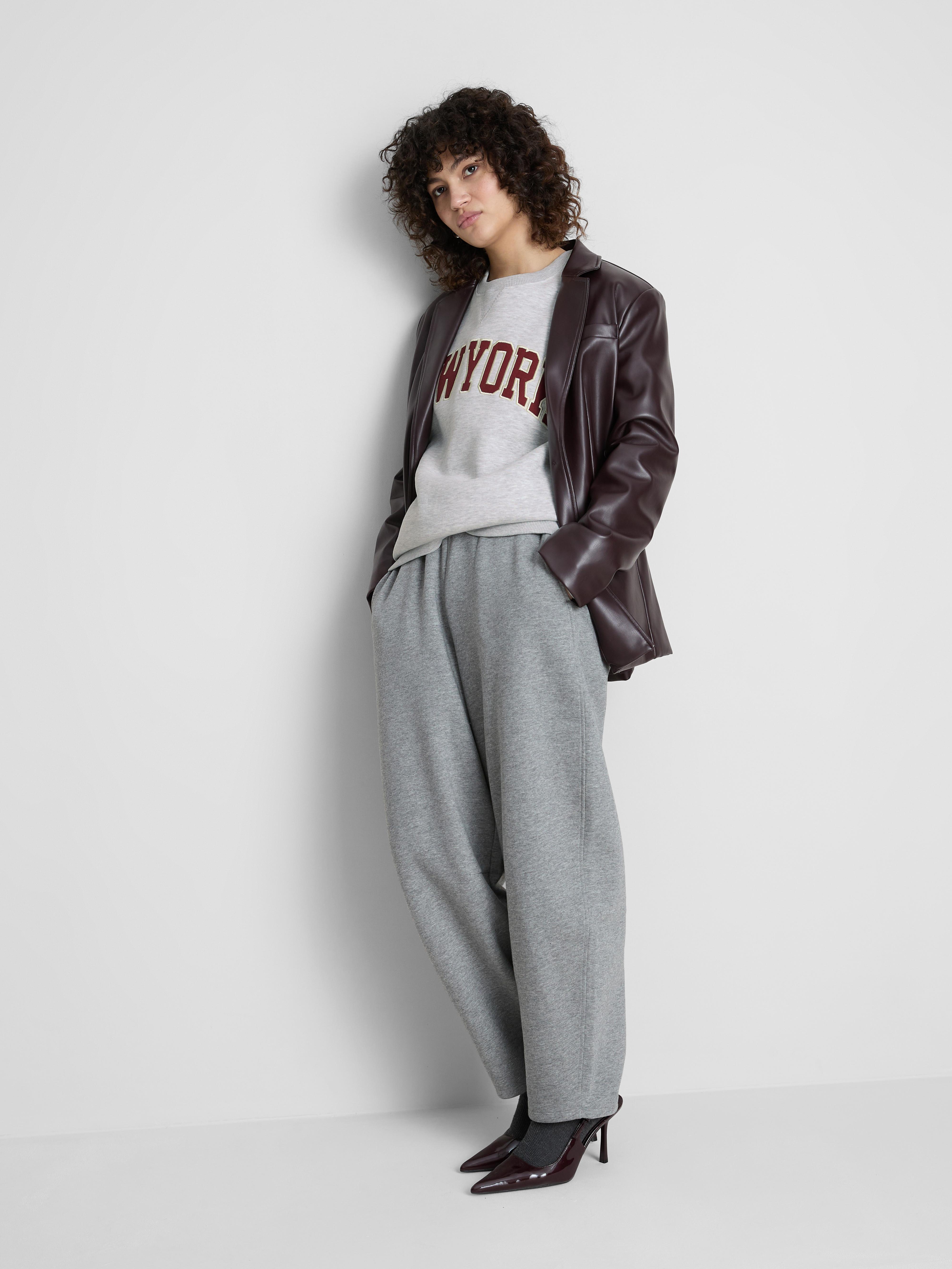 Women's Gray Heather Cotton Blend Colleigiate Sweatshirt