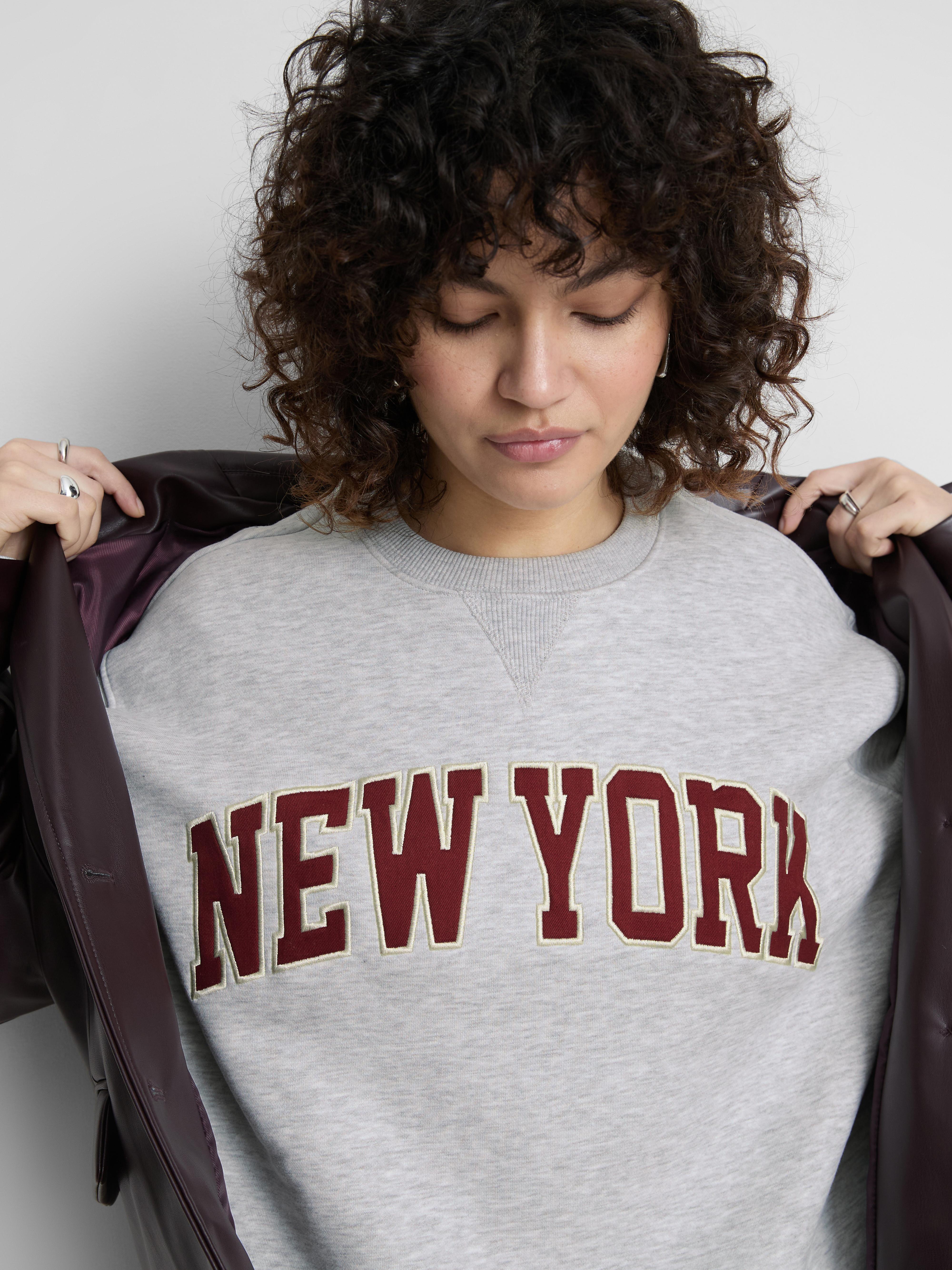 Women's Gray Heather Cotton Blend Colleigiate Sweatshirt