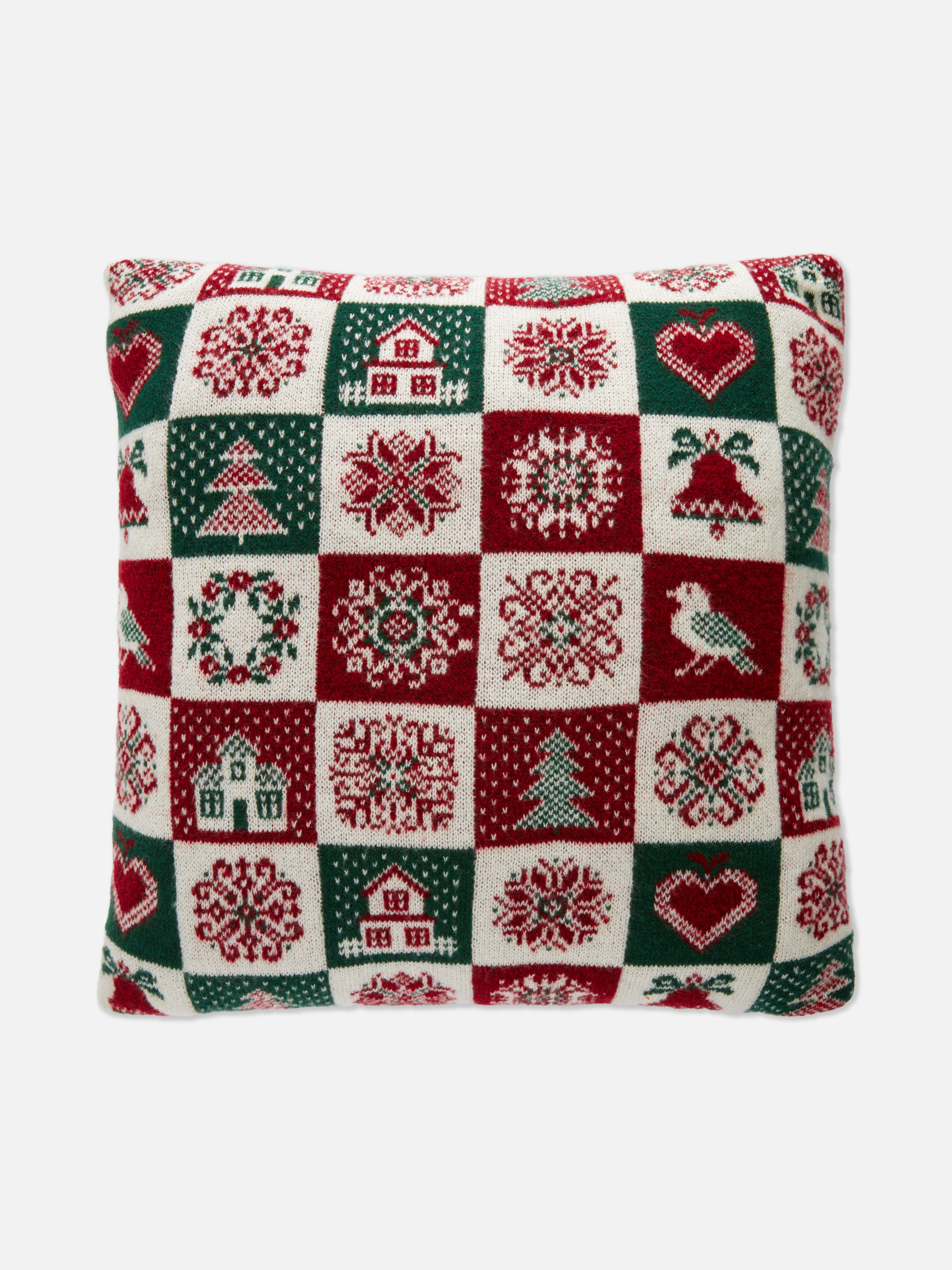 Coussin carré de Noël en maille