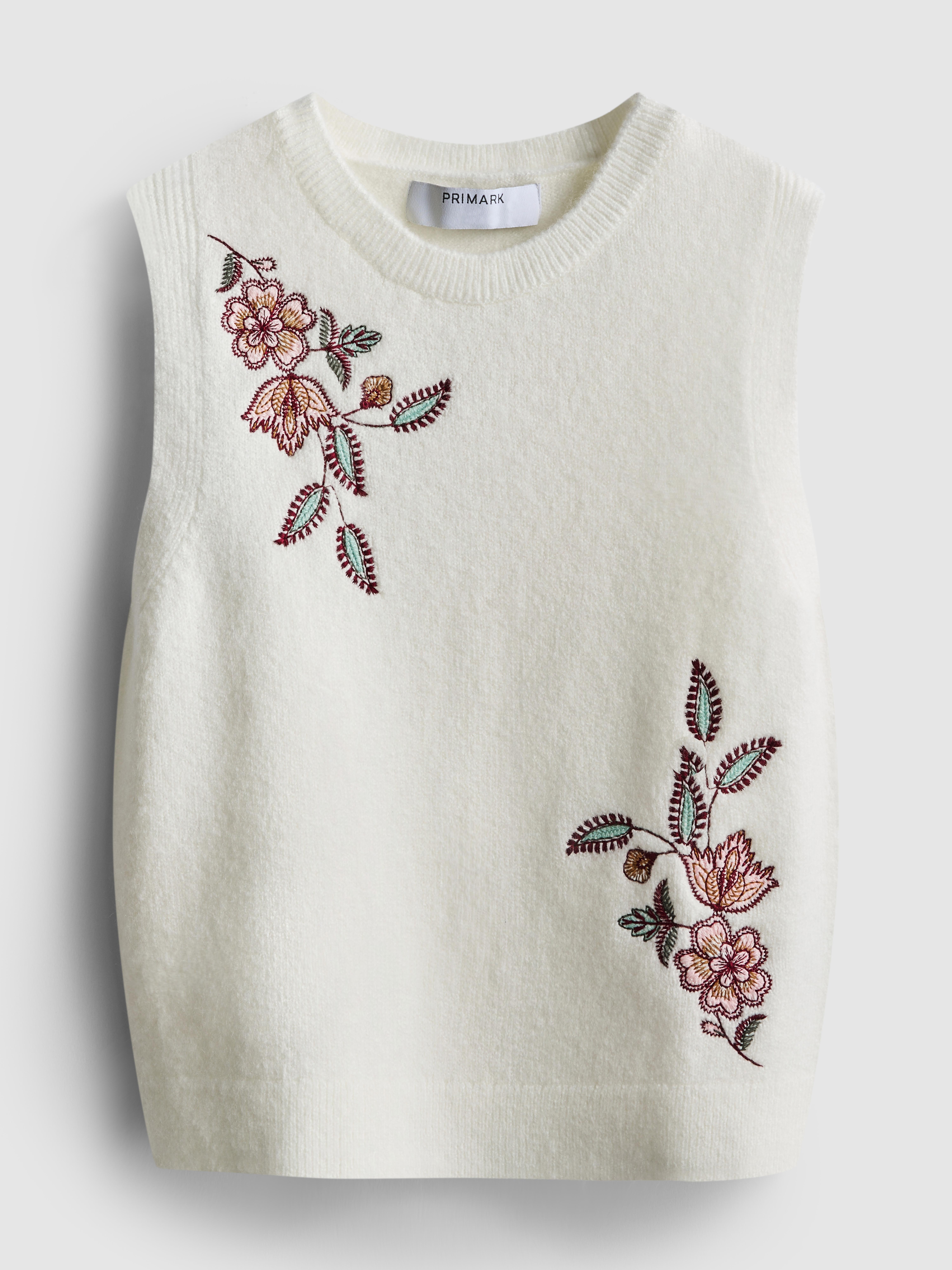 Floral Embroidered Knitted Tank