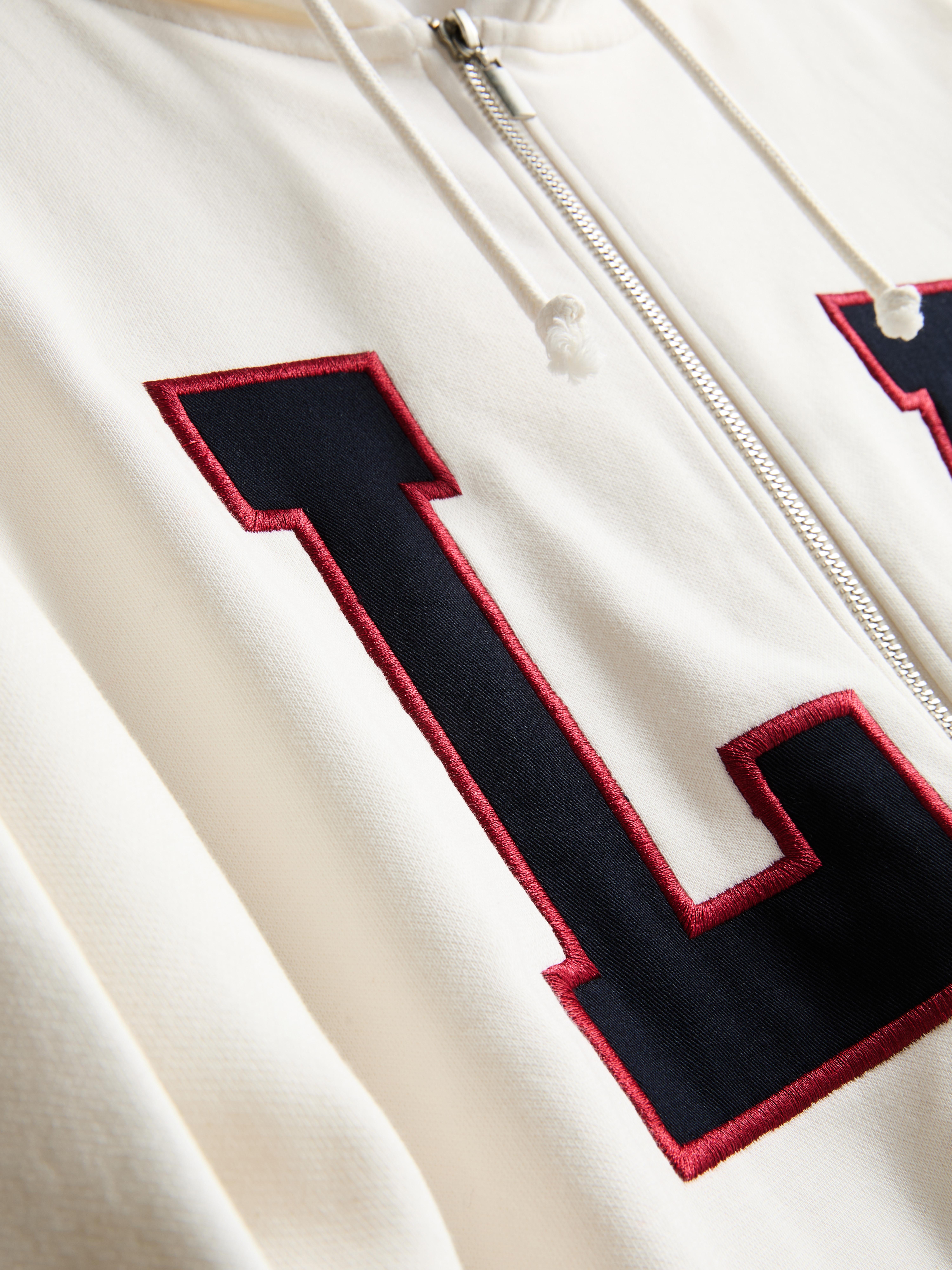 Women's Ivory Oversized Graphic Zip Through Hoodie