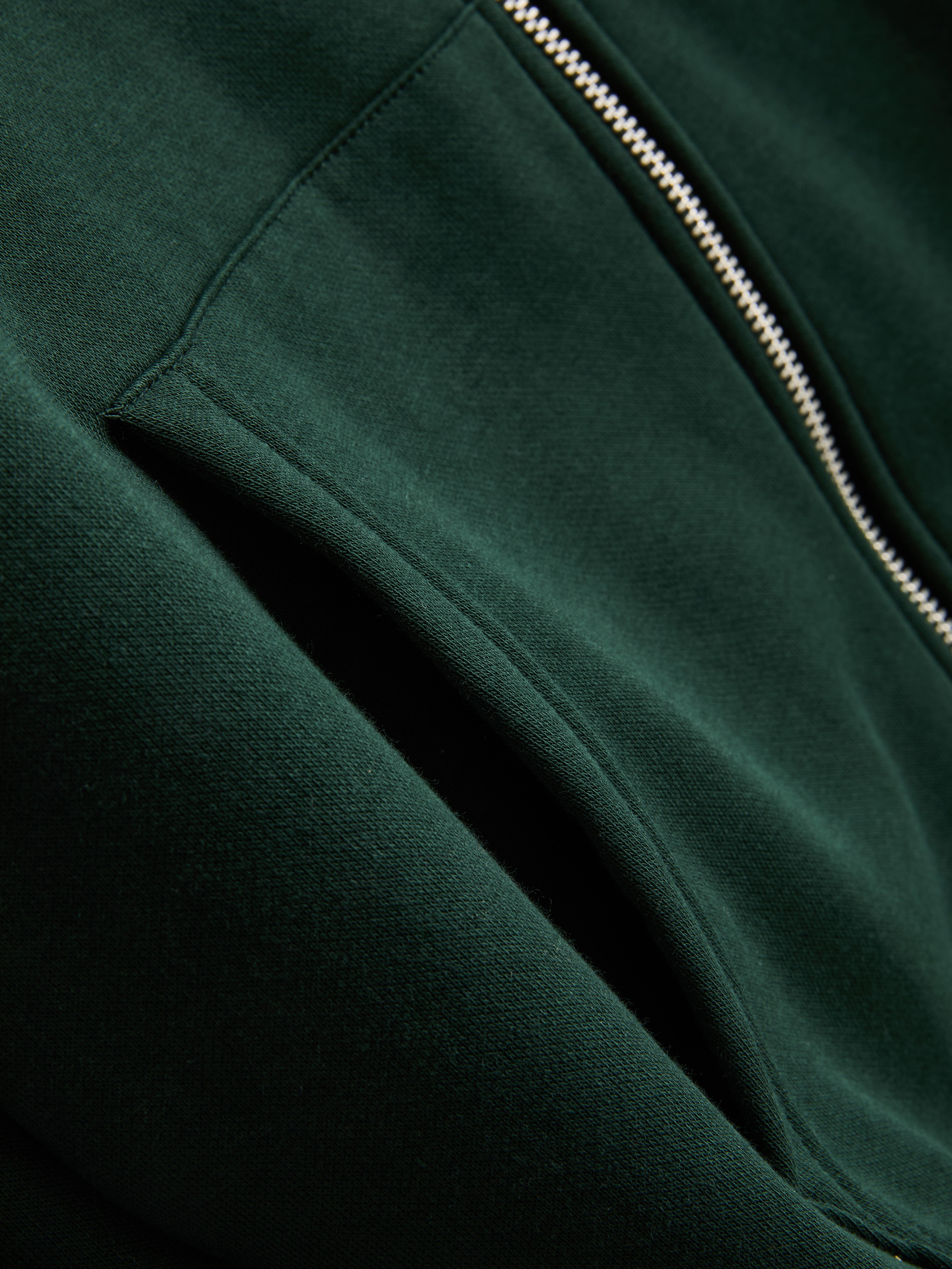 Women's Dark Green Oversized Graphic Zip Through Hoodie