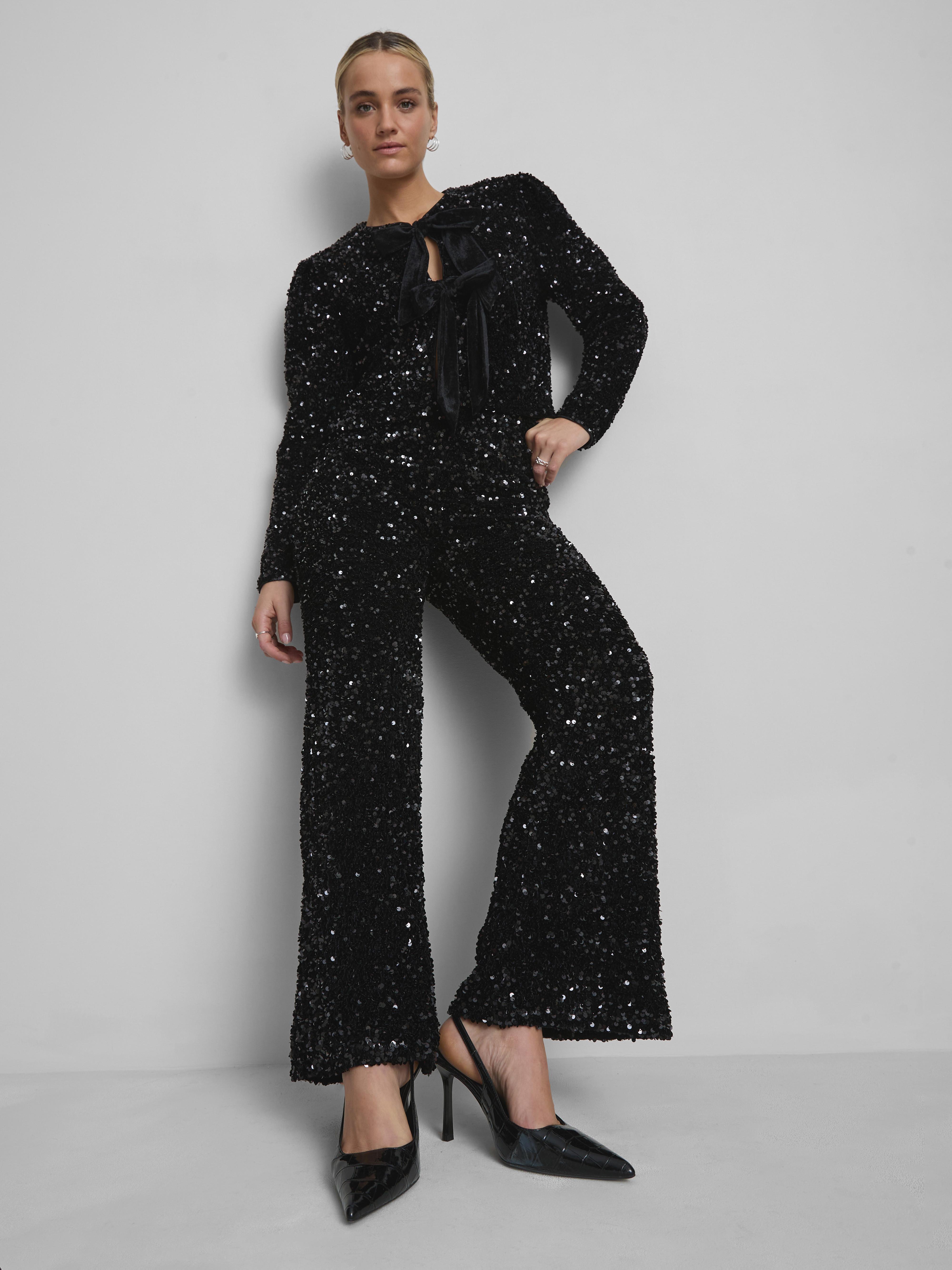 Straight Leg Sequin Trousers