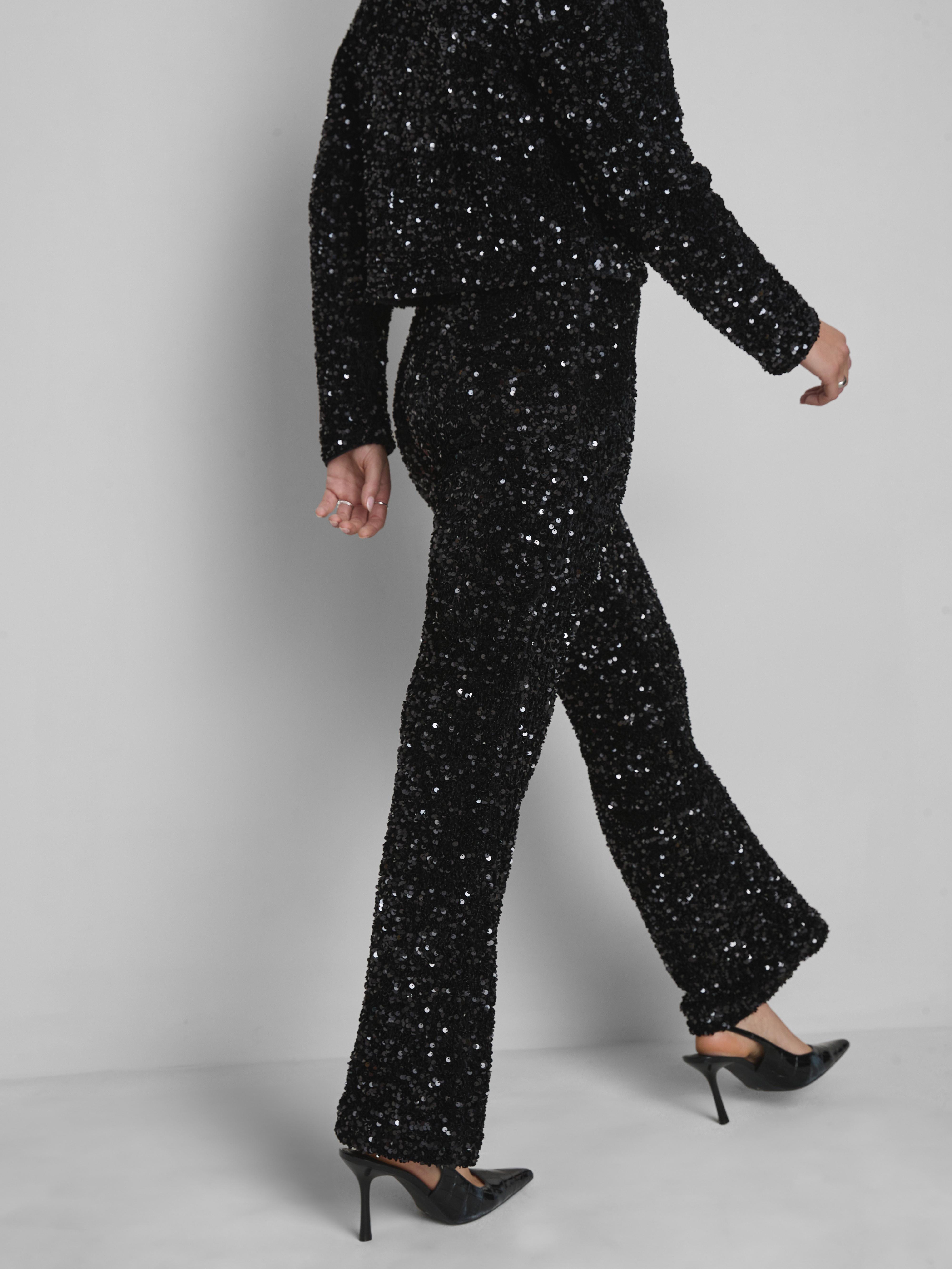 Straight Leg Sequin Trousers