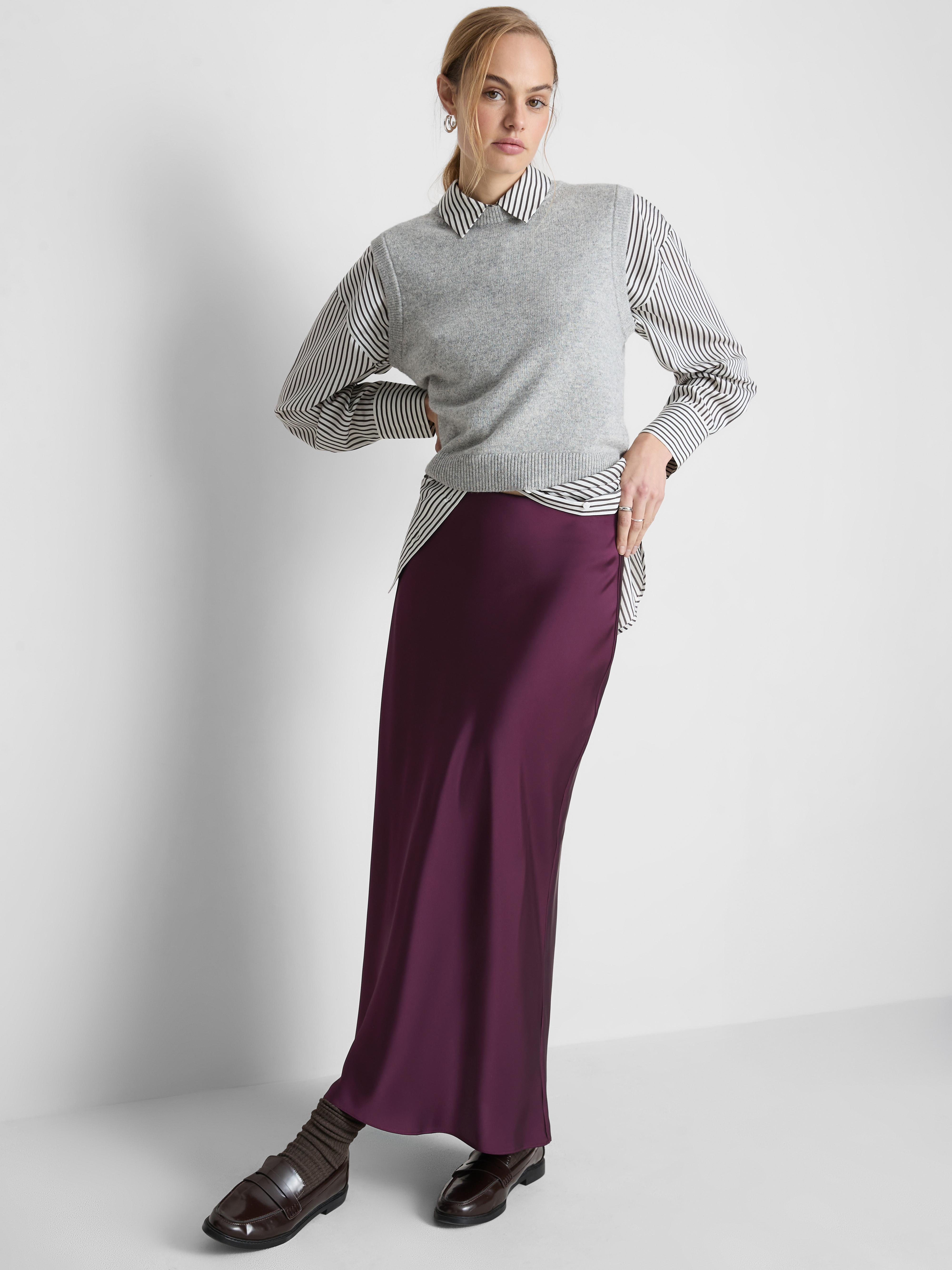 Women's Plum The Edit Satin Midi Skirt