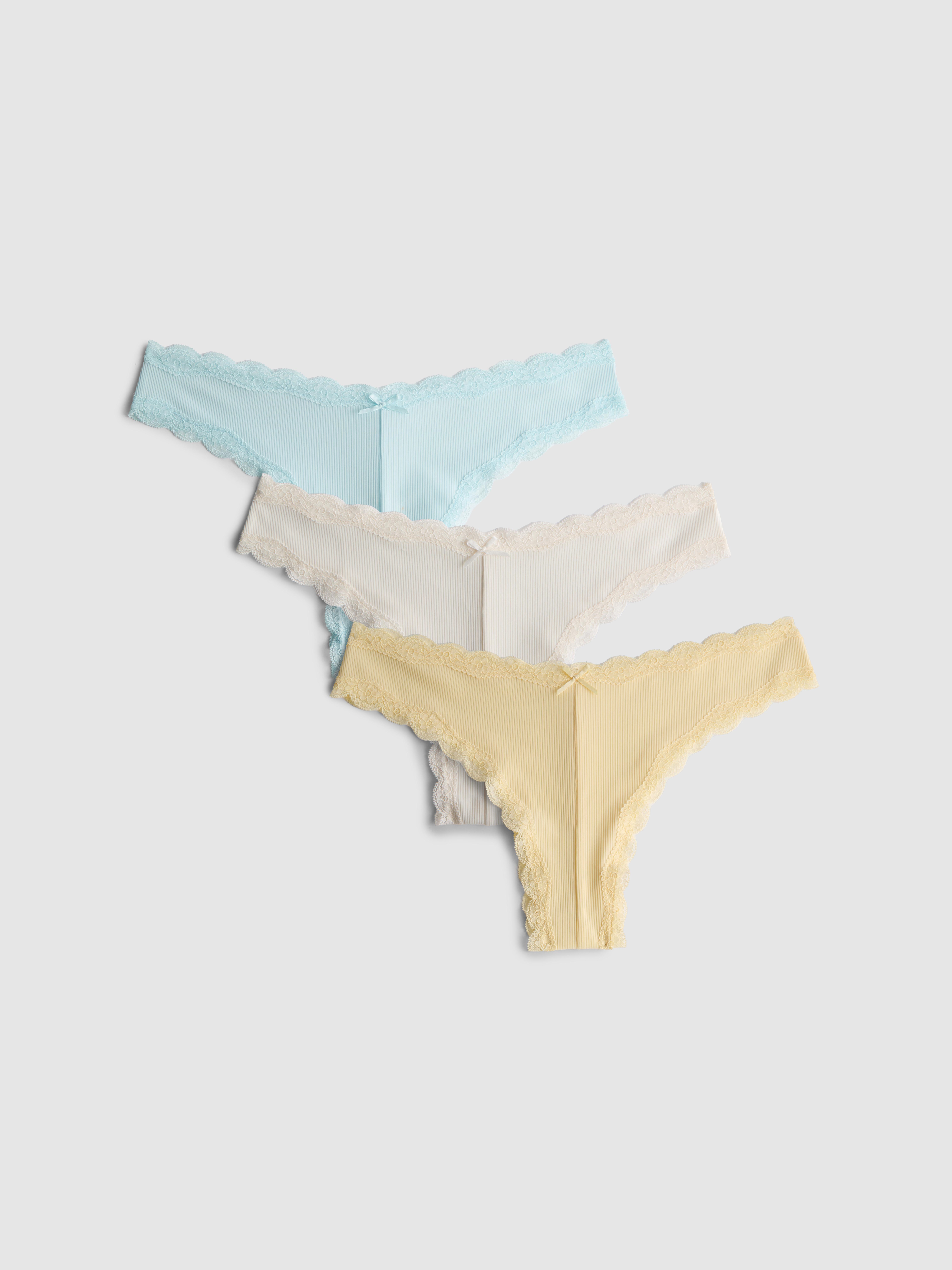 Geribde Brazilian slips van microvezel, set van 3
