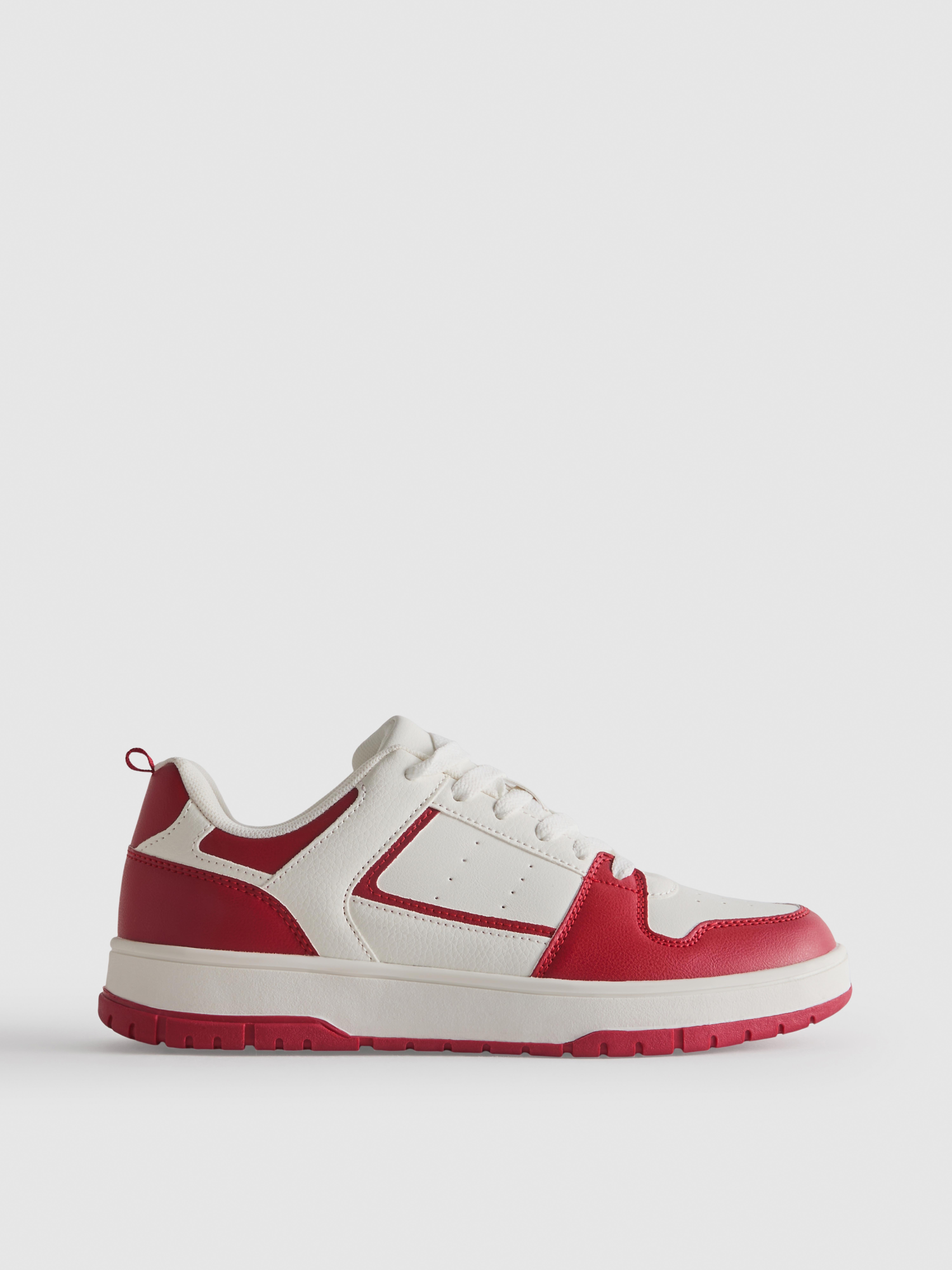 Women's Red Sporty Side-Panel Low-Top Sneakers