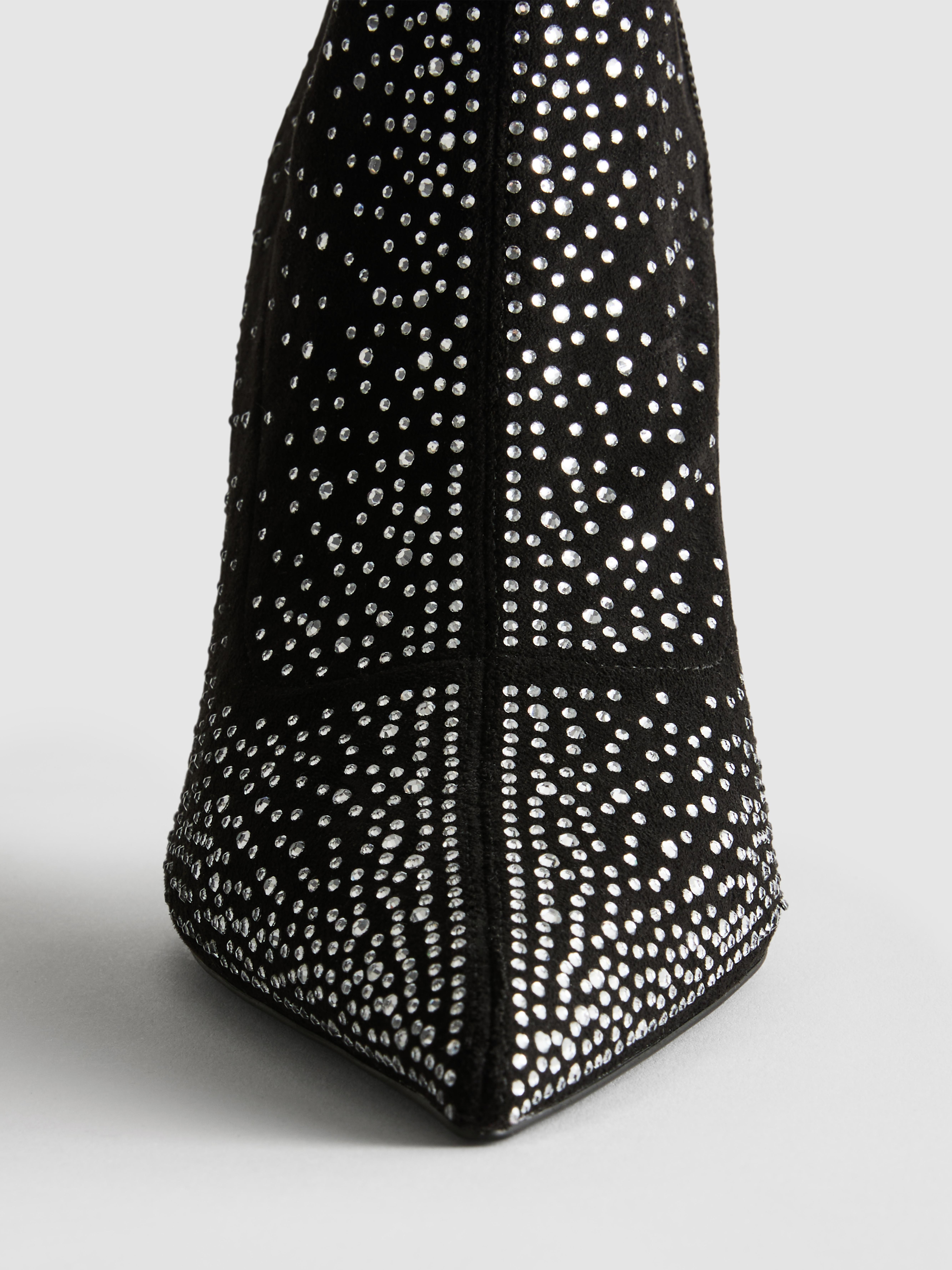 Embellished Diamanté Heeled Sock Boots