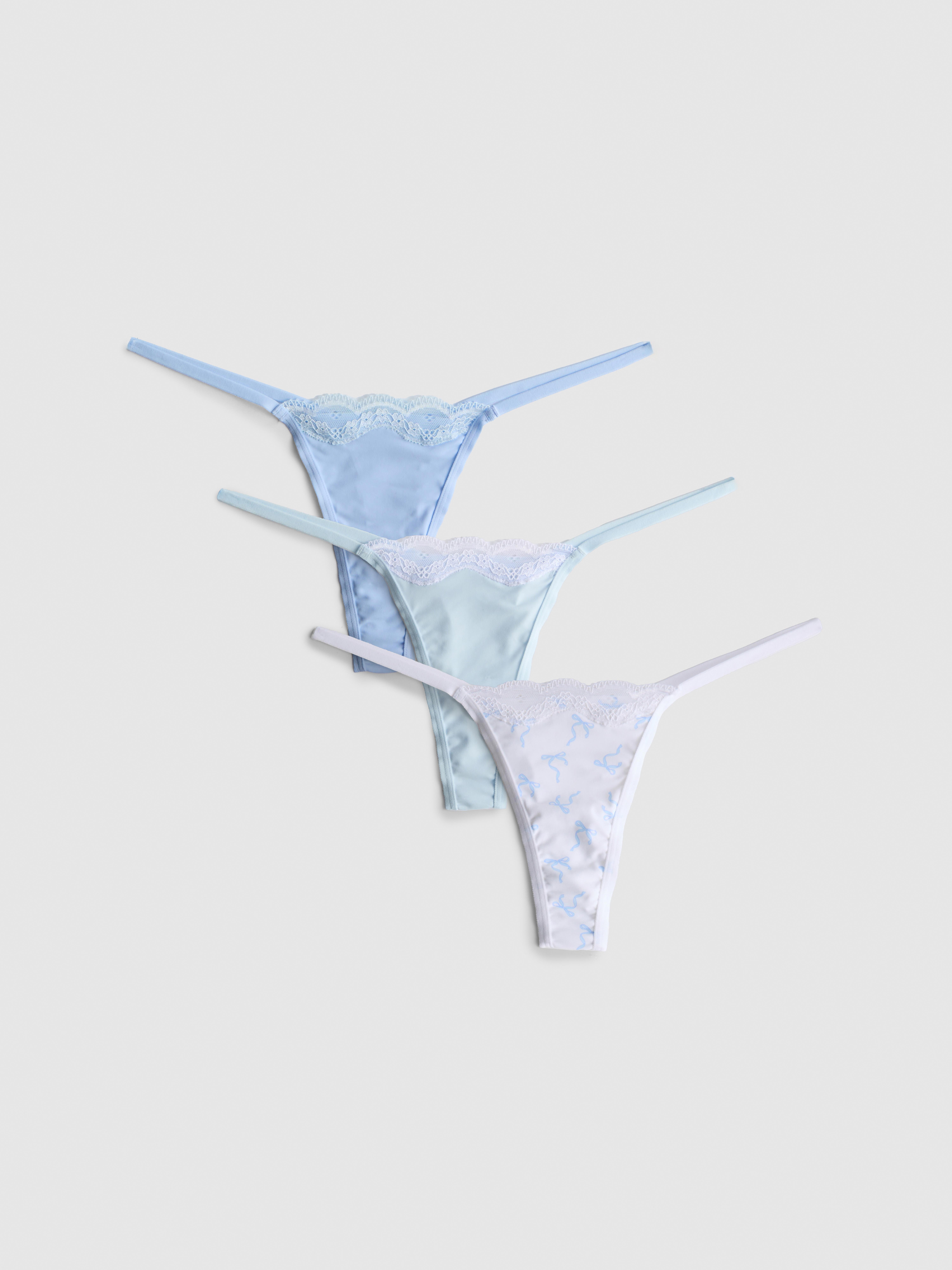 Lot de 3 strings en microfibre et dentelle