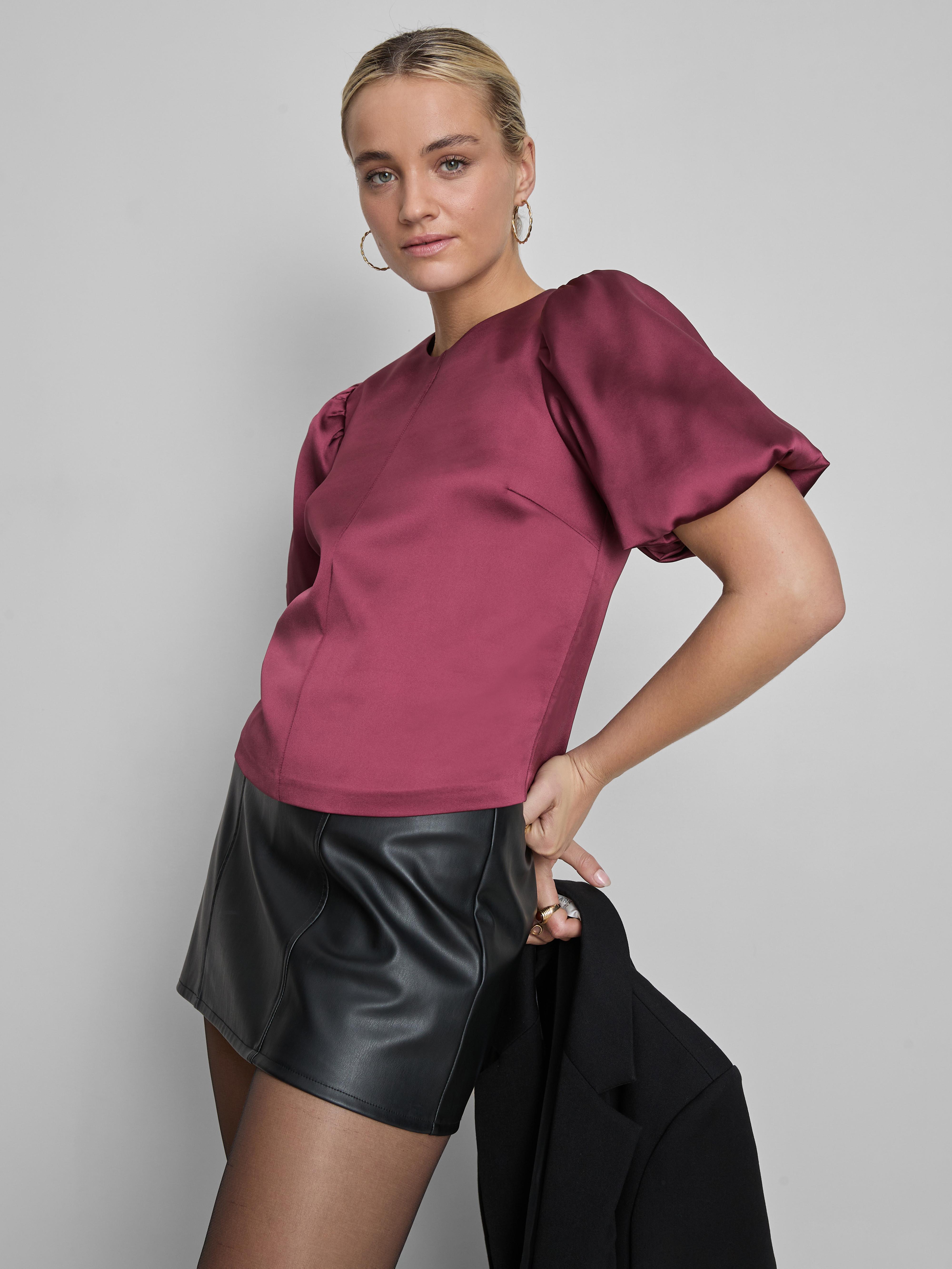 Puff Sleeve Satin Top