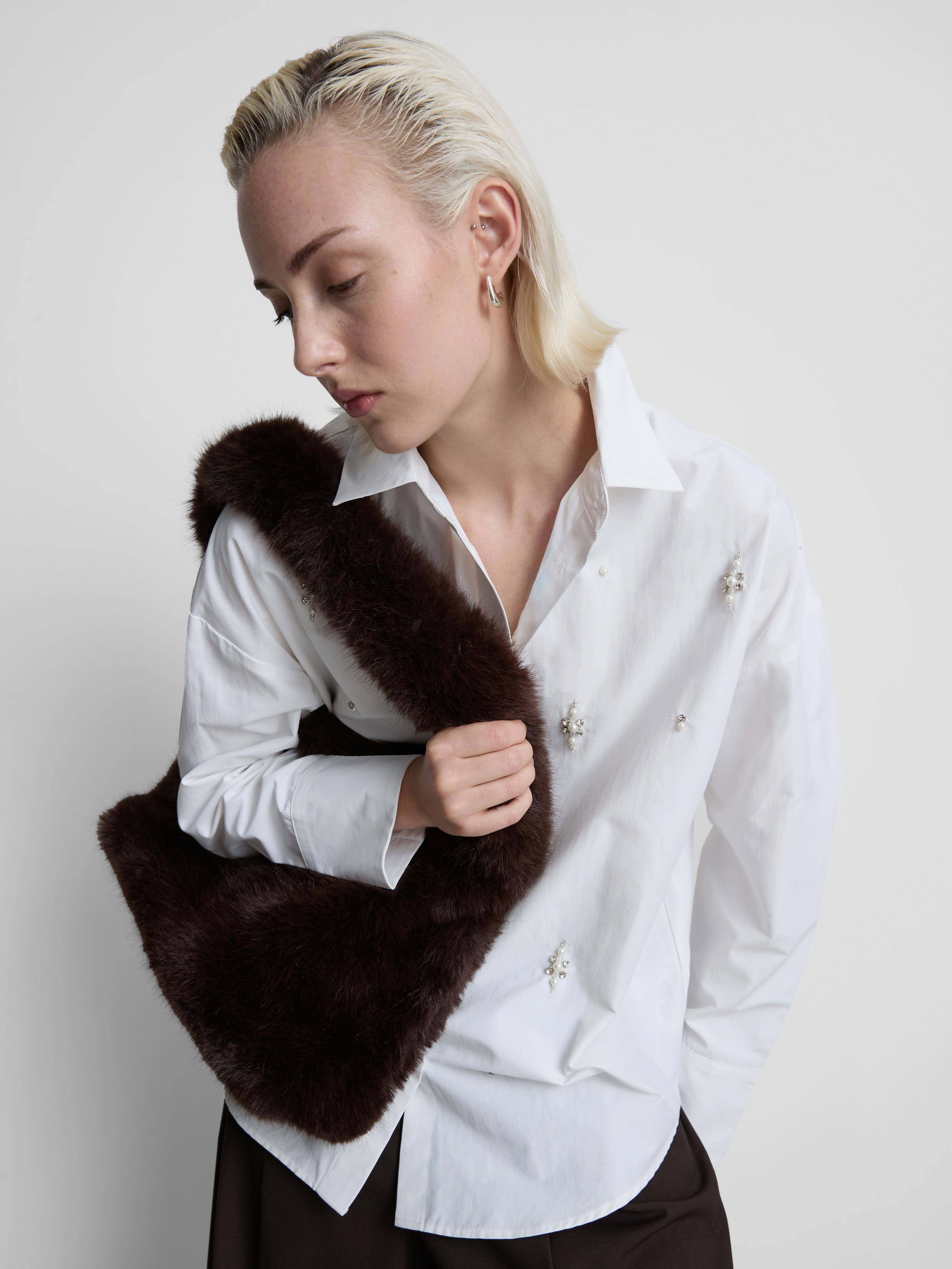 Faux Peal Embellished Shirt