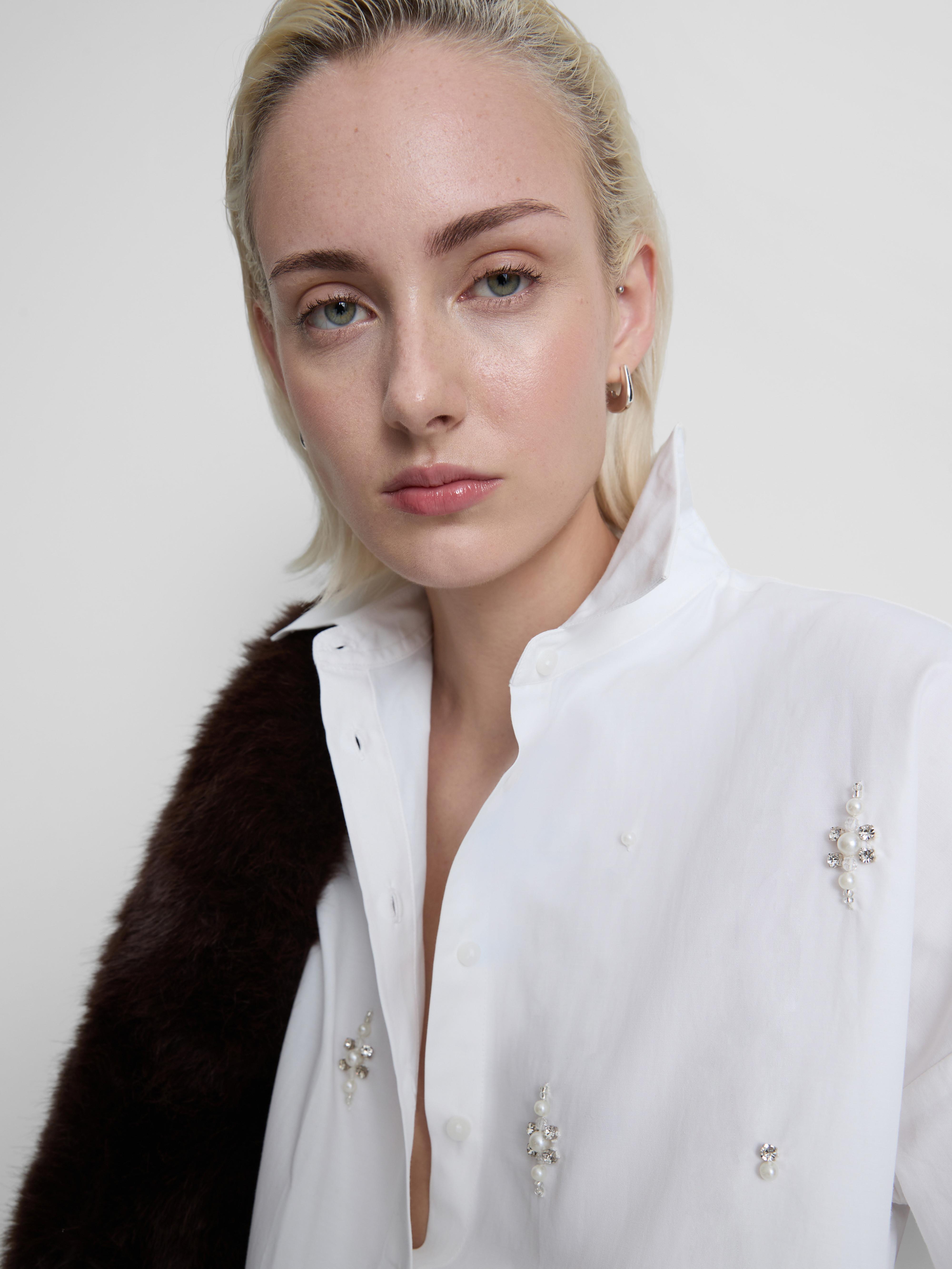 Faux Peal Embellished Shirt