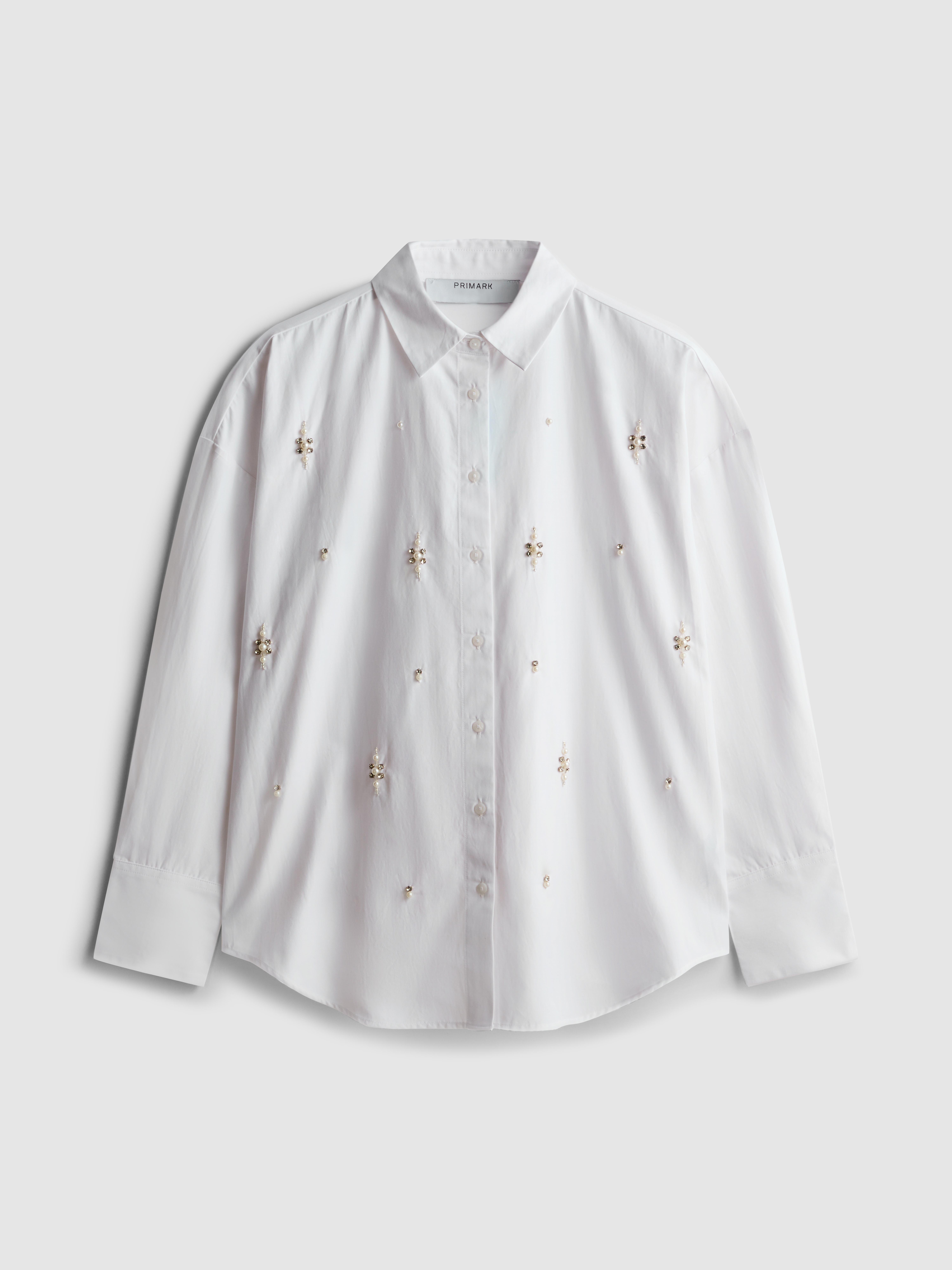 Faux Peal Embellished Shirt