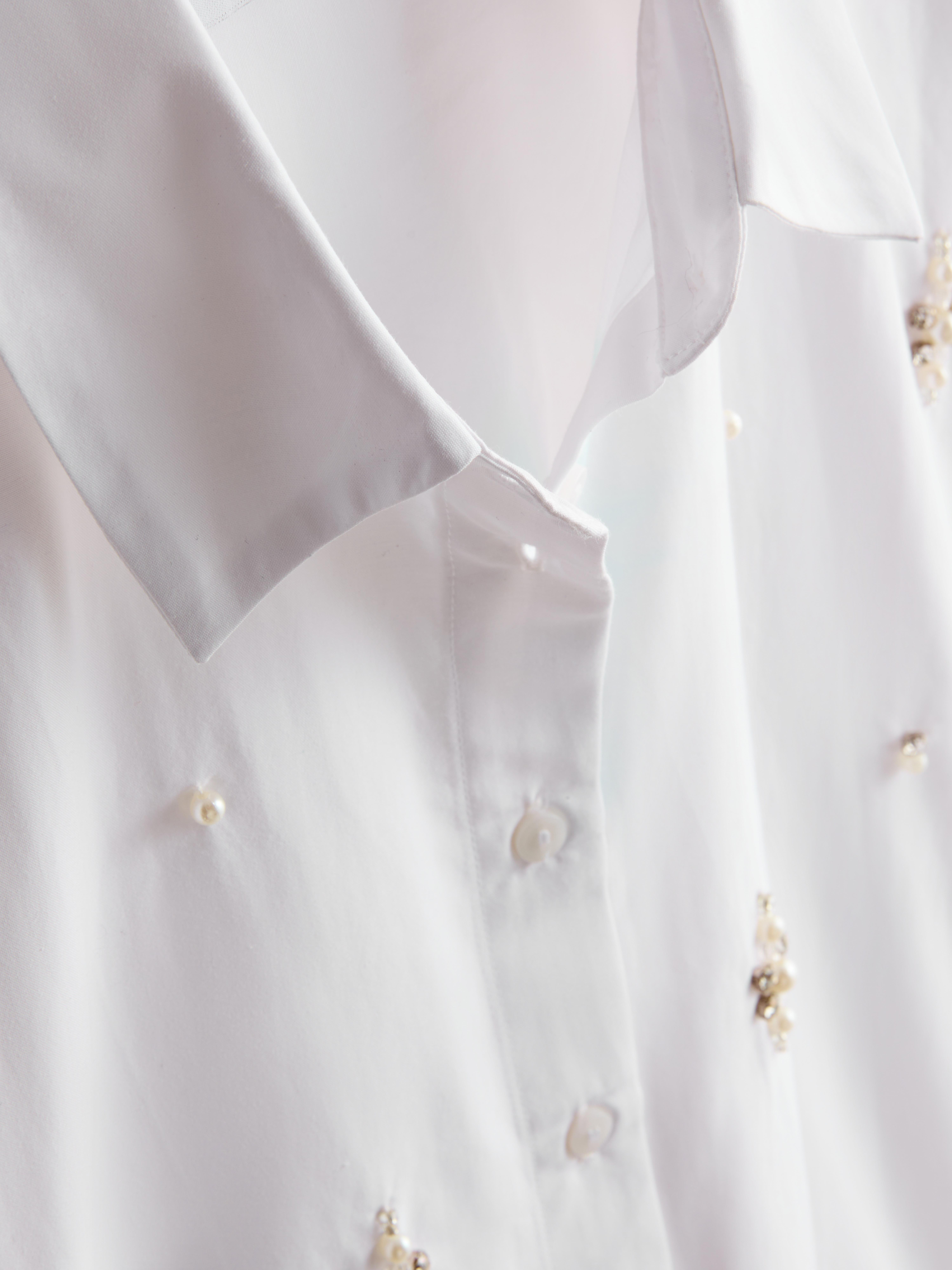 Faux Peal Embellished Shirt