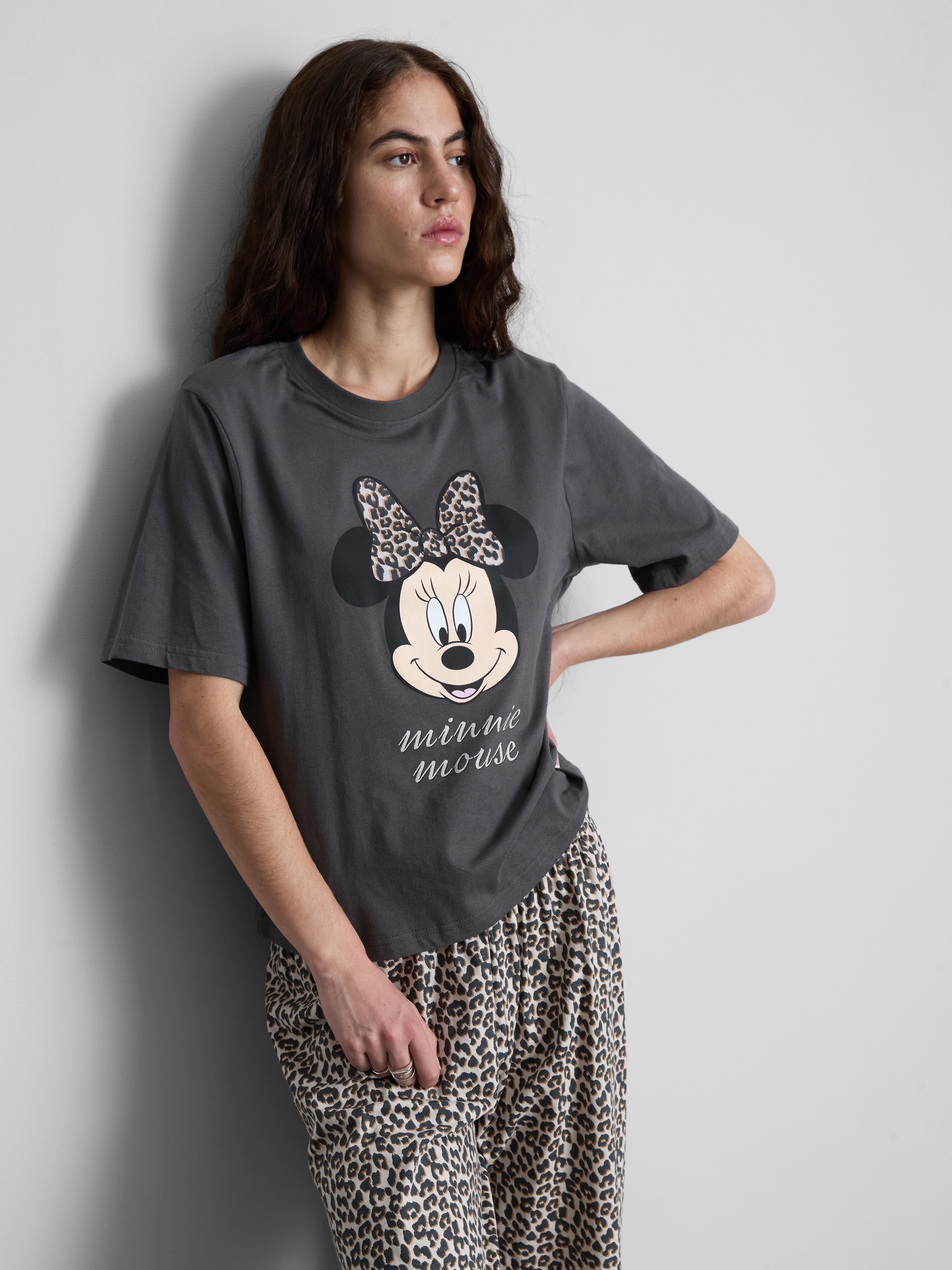 Women's Charcoal Disney’s Minnie Mouse Cotton Leopard Pajamas
