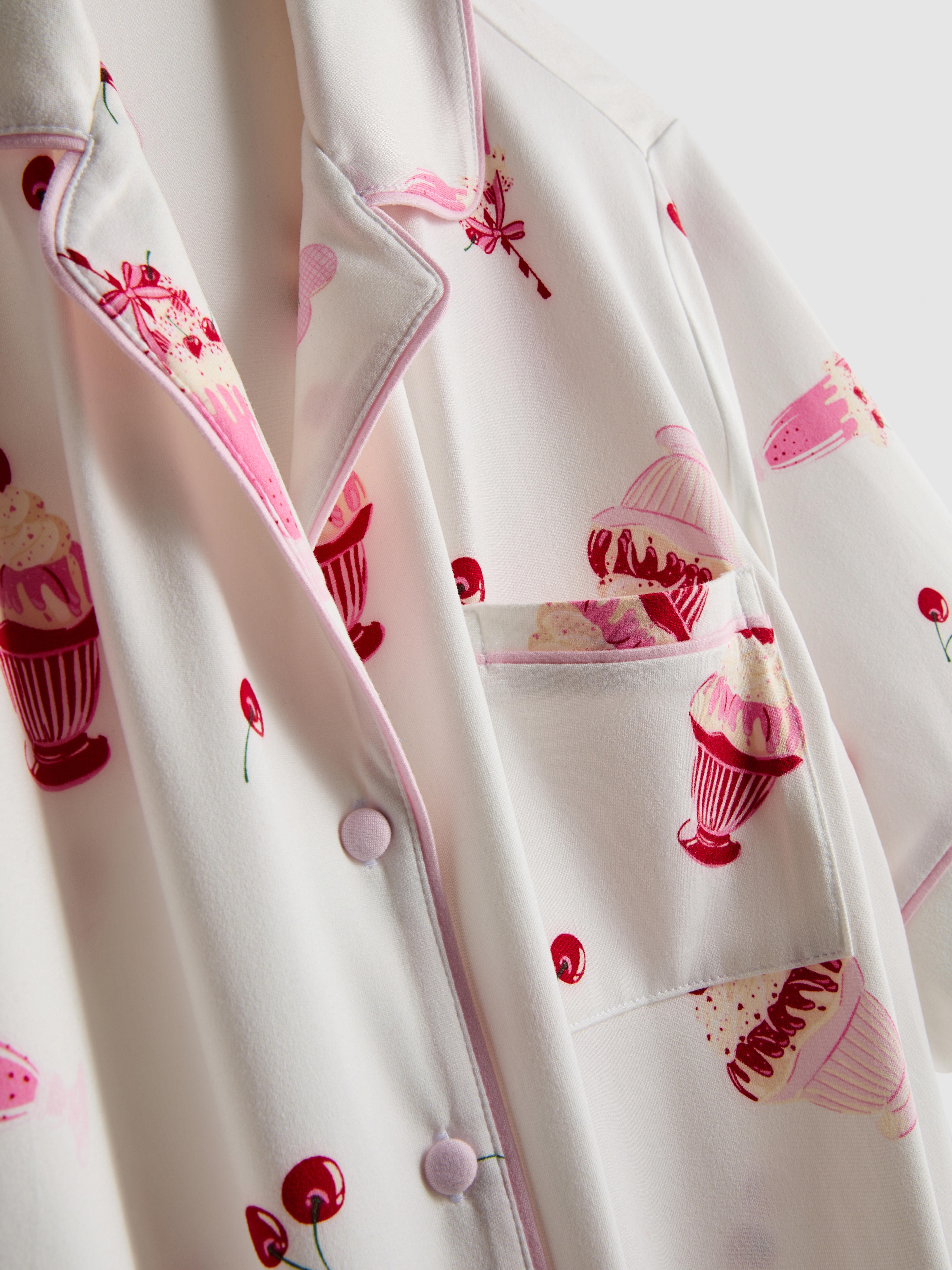 Women's White Printed Boyfriend Shorty Pajamas