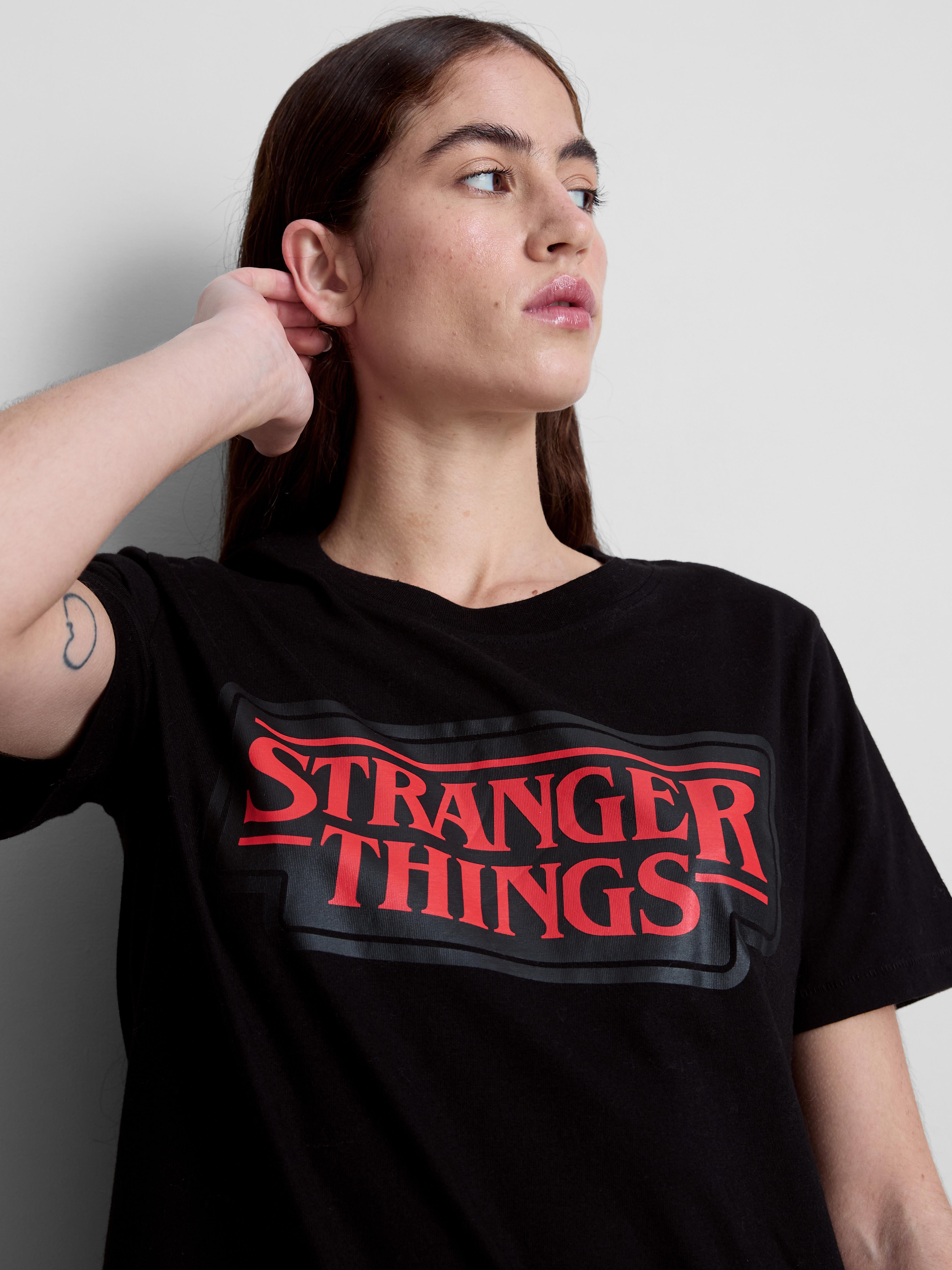 Womens Black Stranger Things Cotton Logo Tee | Primark