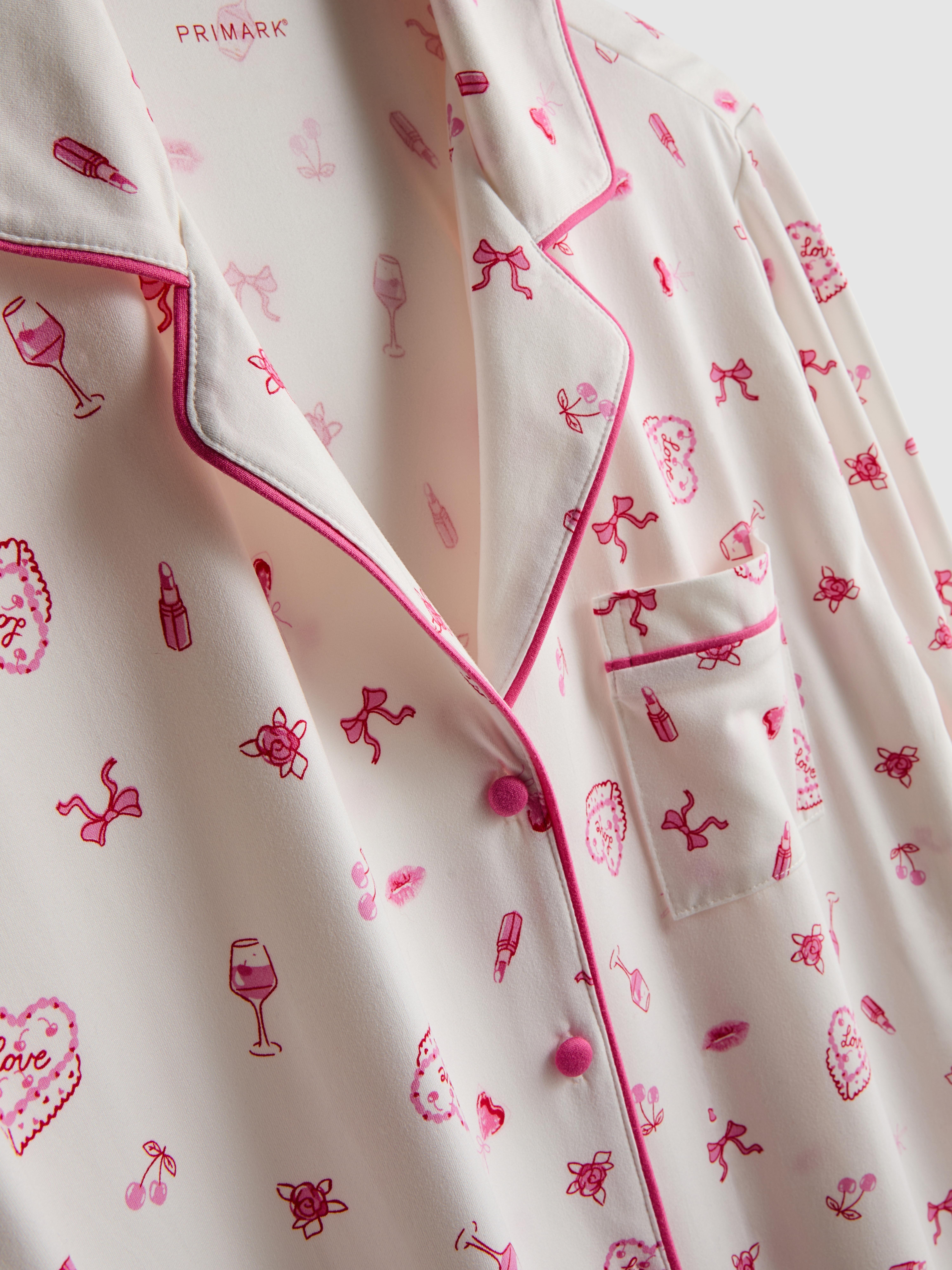 Women's White Printed Boyfriend Pajamas