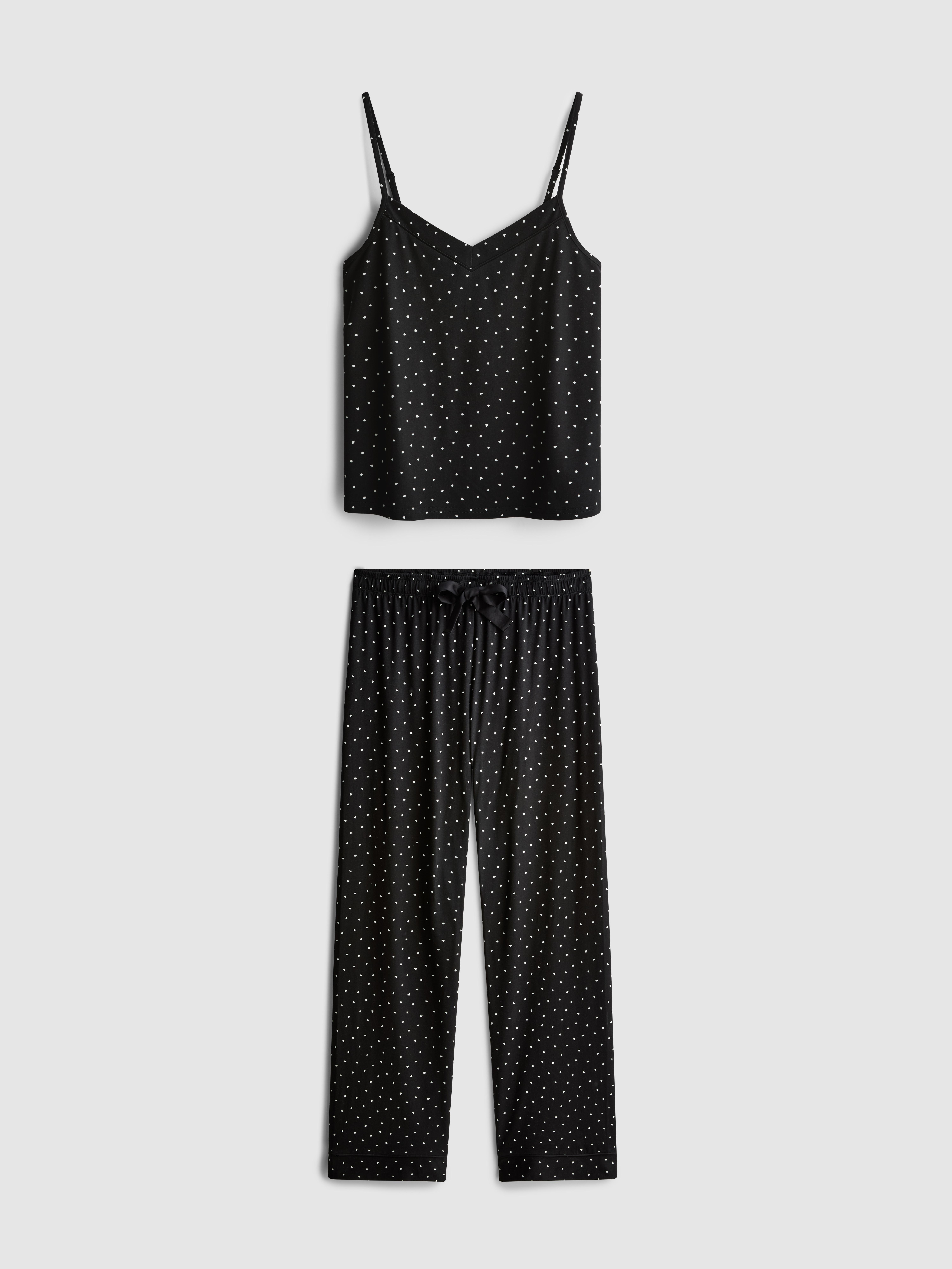 Women's Black/White Printed Cami Pajamas