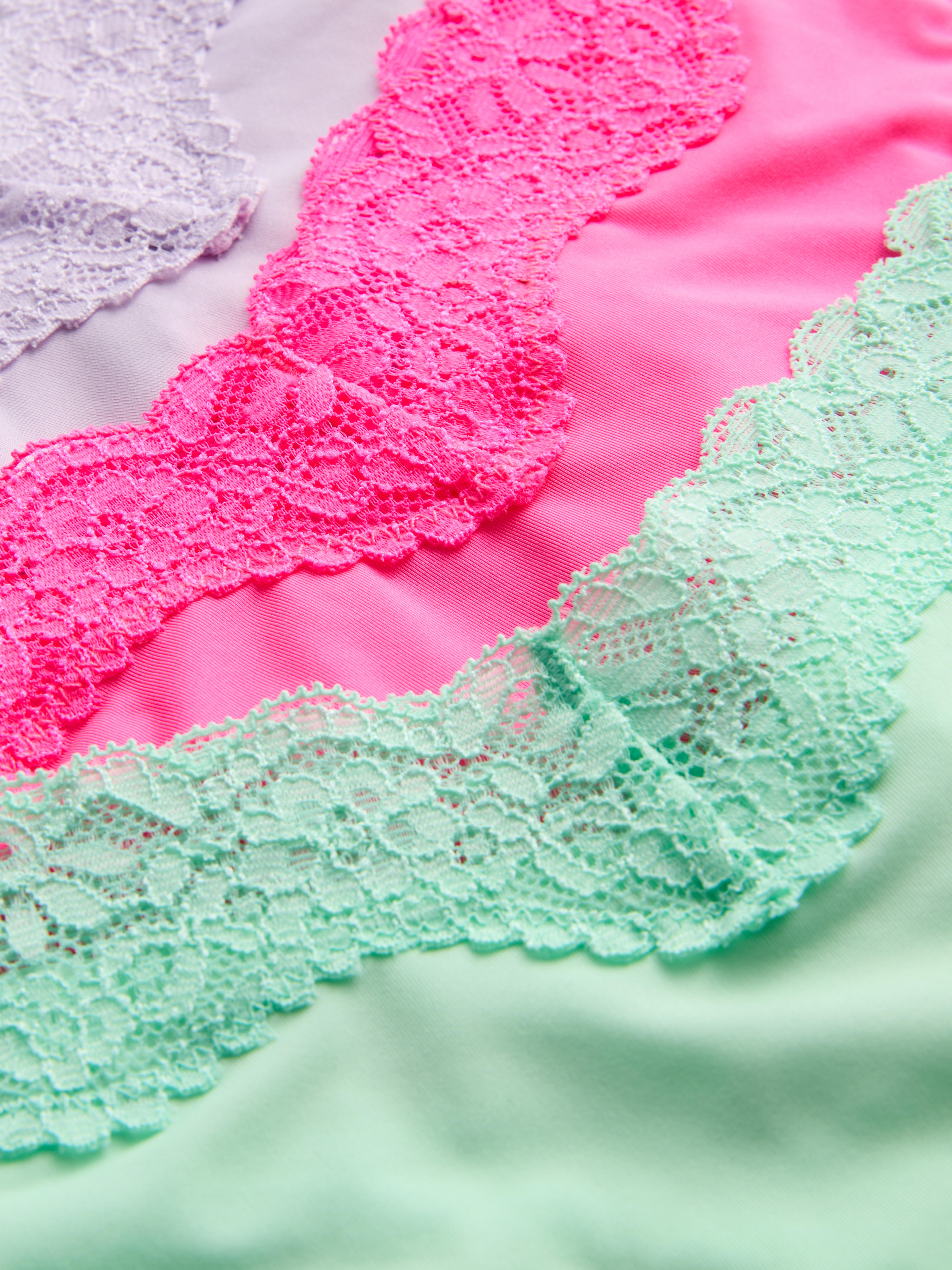 3pk Lace Trim Miami Thongs
