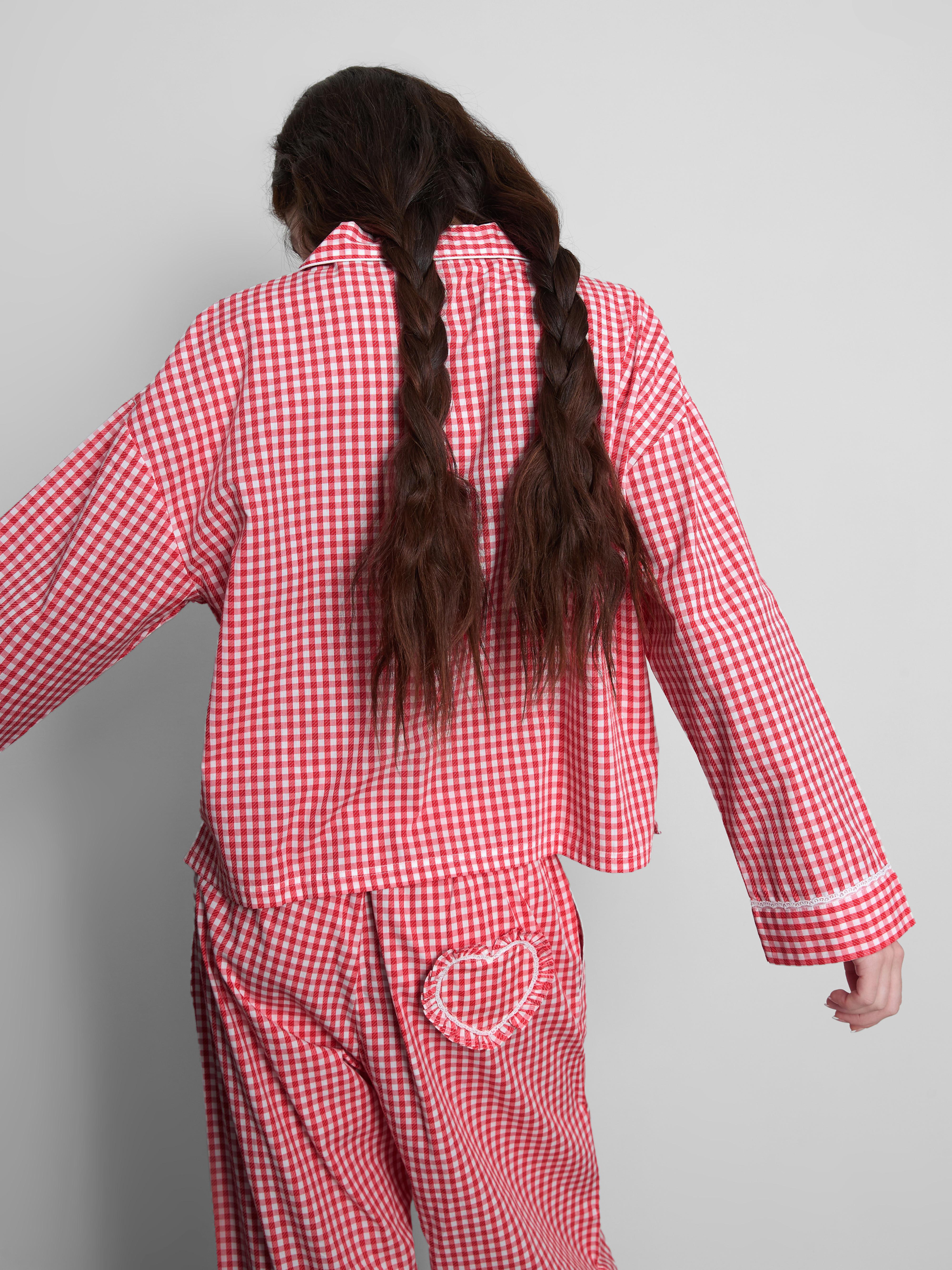 Women's Red Gingham Heart Detail Pajama Shirt